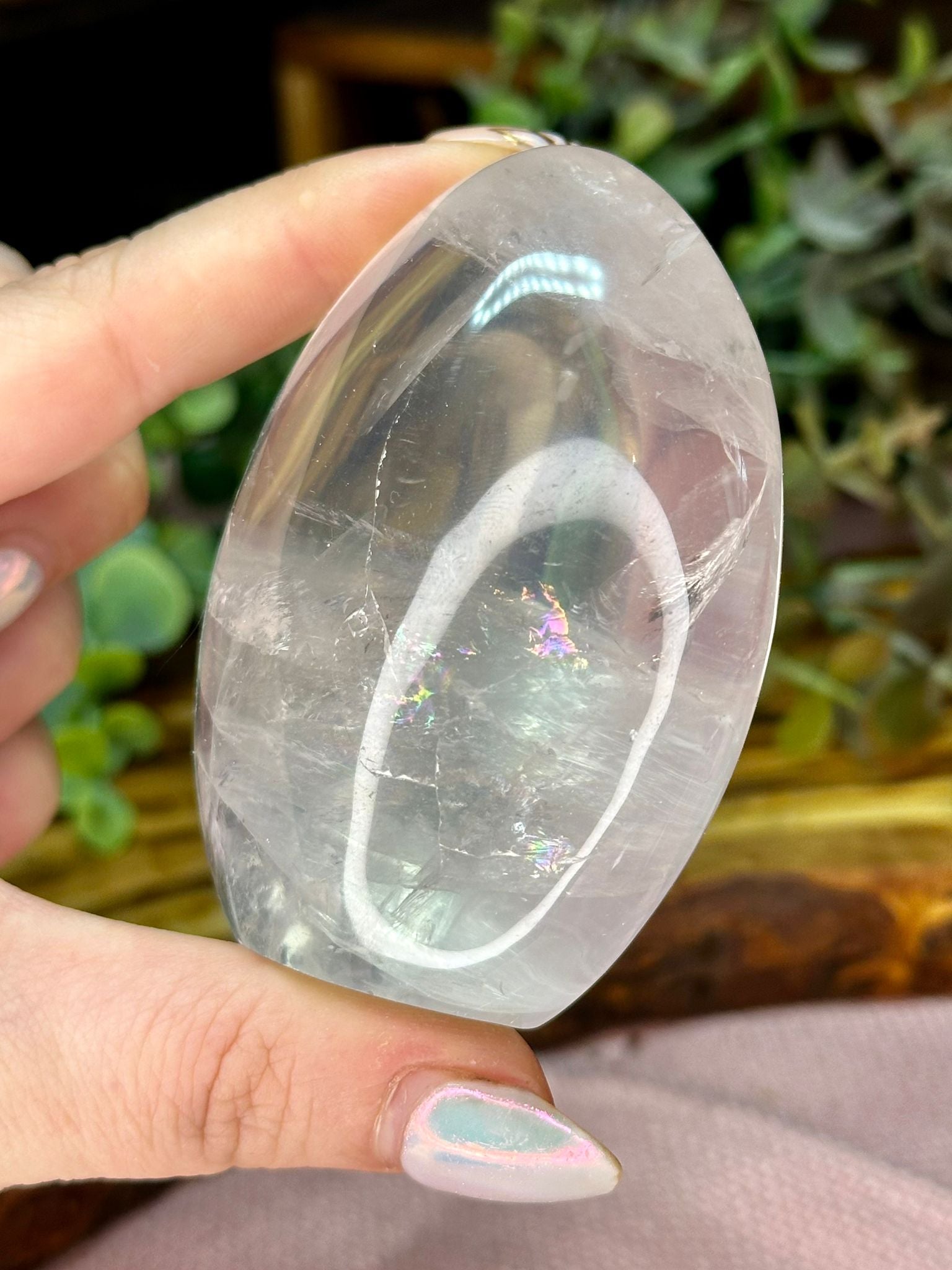 Clear Quartz Freeform with Rainbows