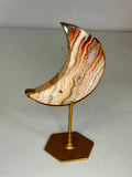 Pink Crazy Lace Agate Crescent Moon on Stand #2