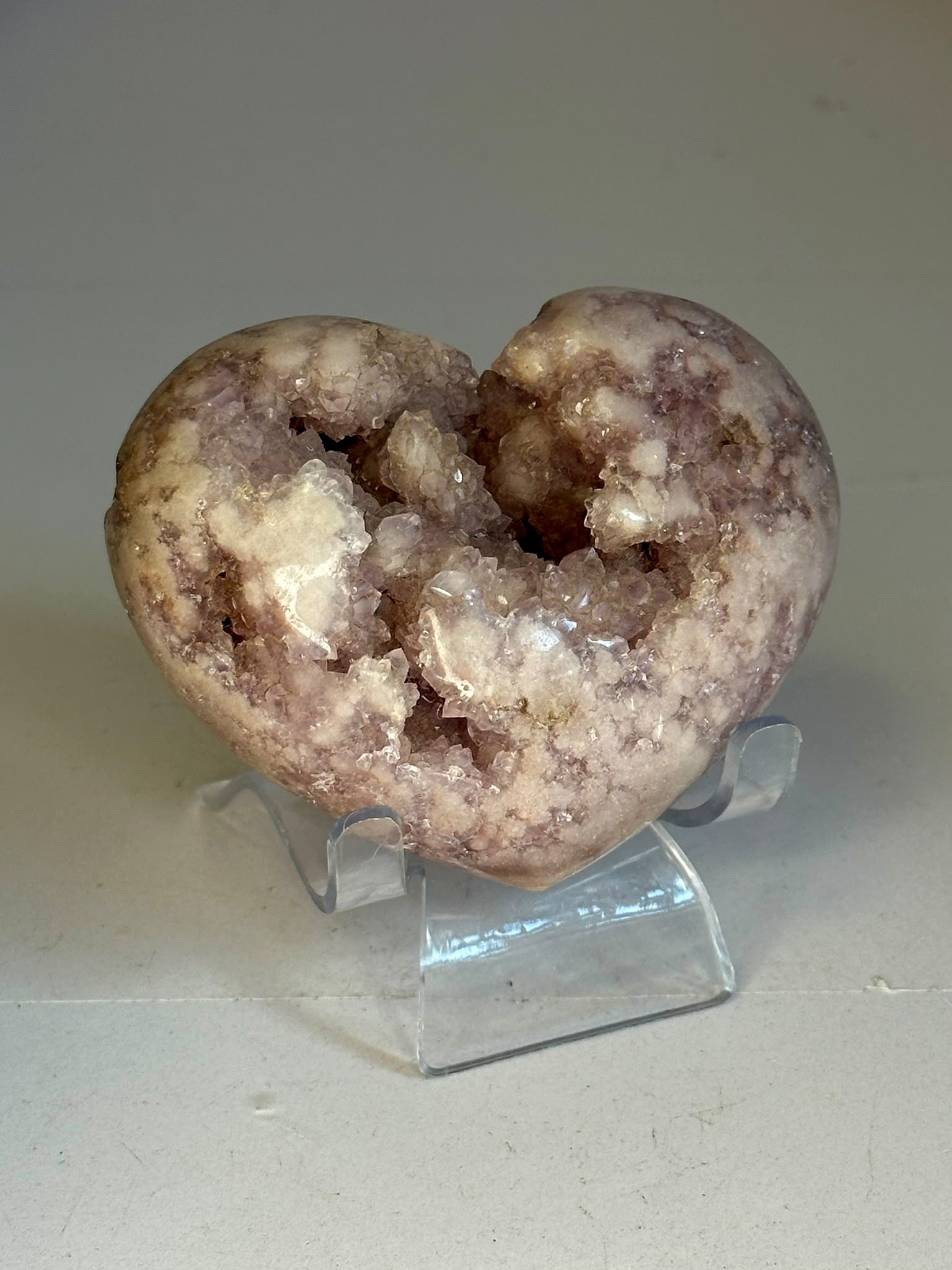 Lavender Pink Amethyst Druzy Puffy Heart