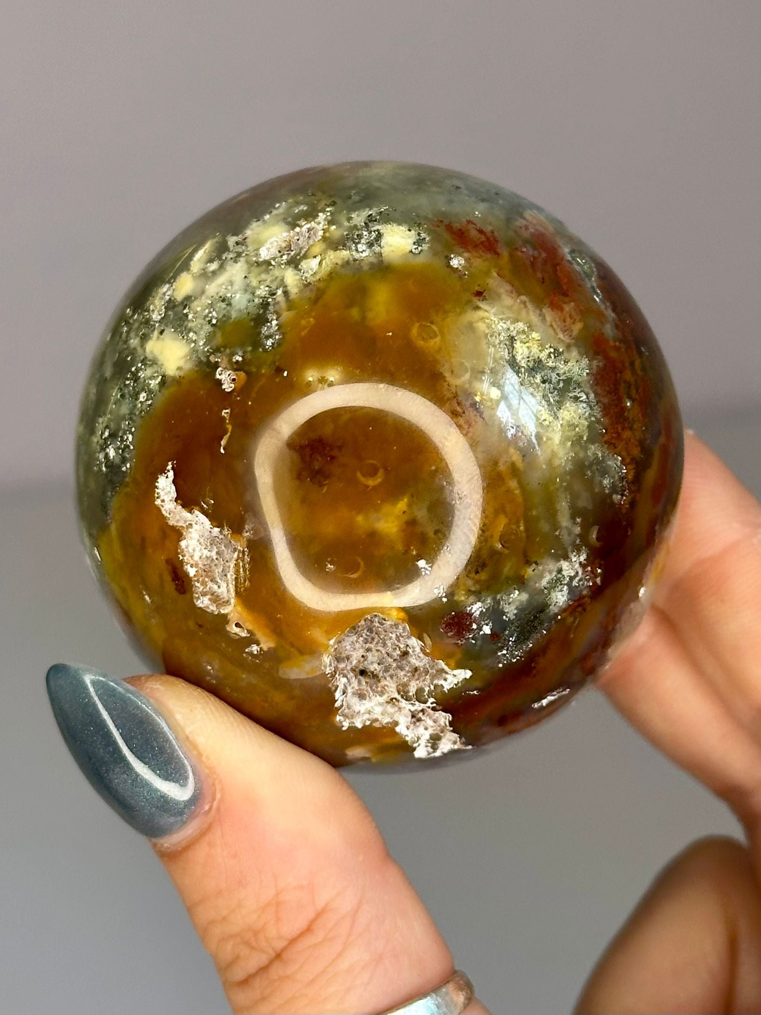Scenic Plume Moss Agate Sphere