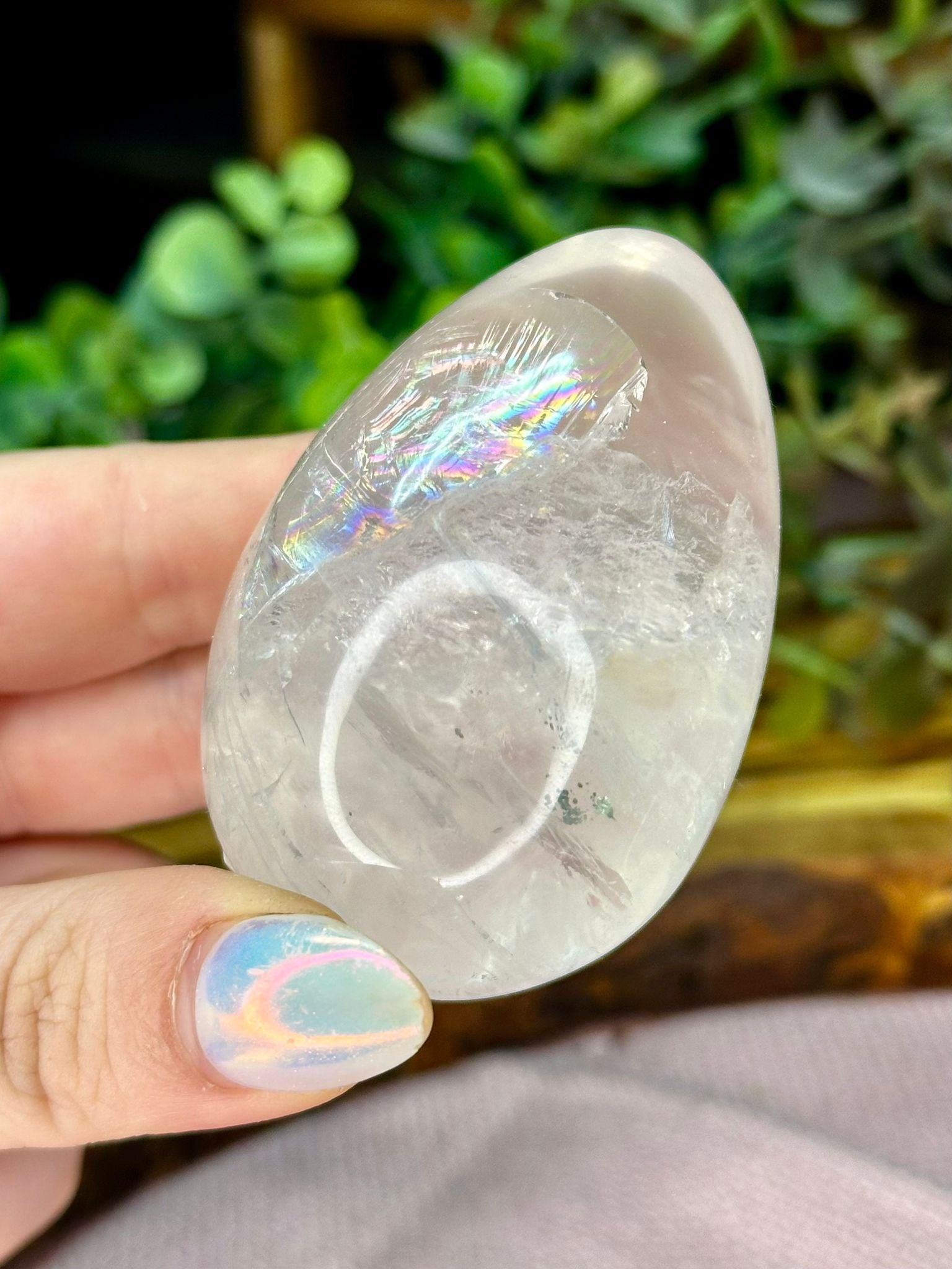 Clear Quartz Egg with Rainbows #2