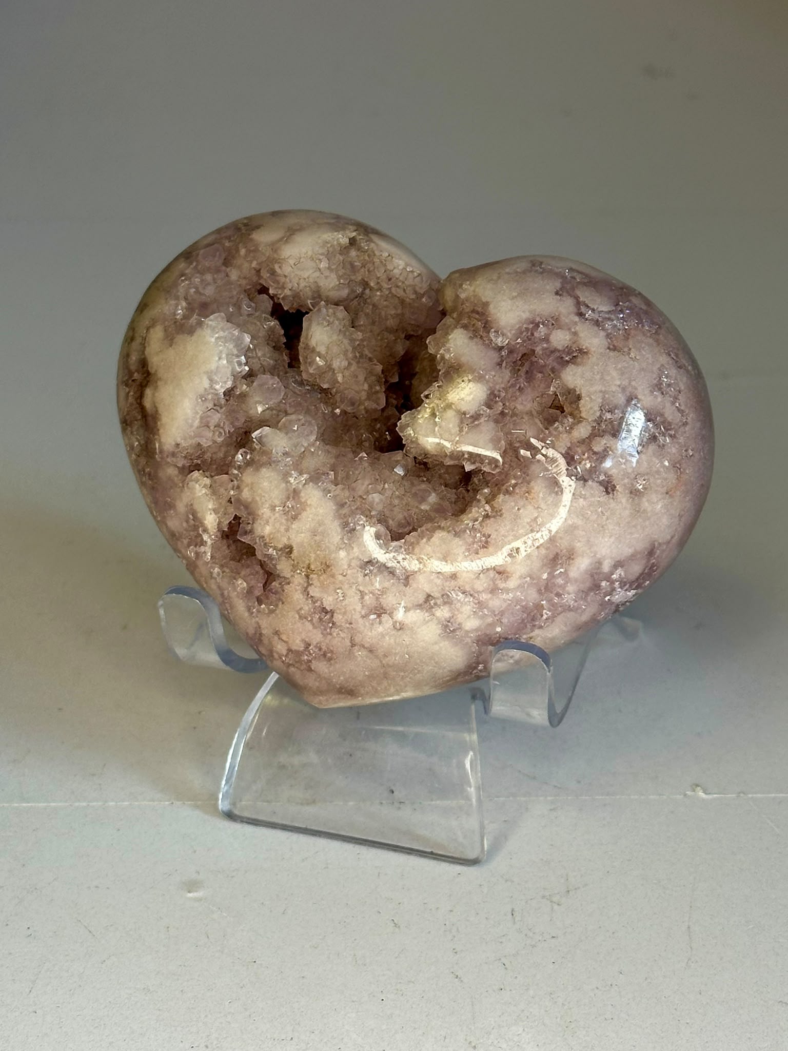 Lavender Pink Amethyst Druzy Puffy Heart
