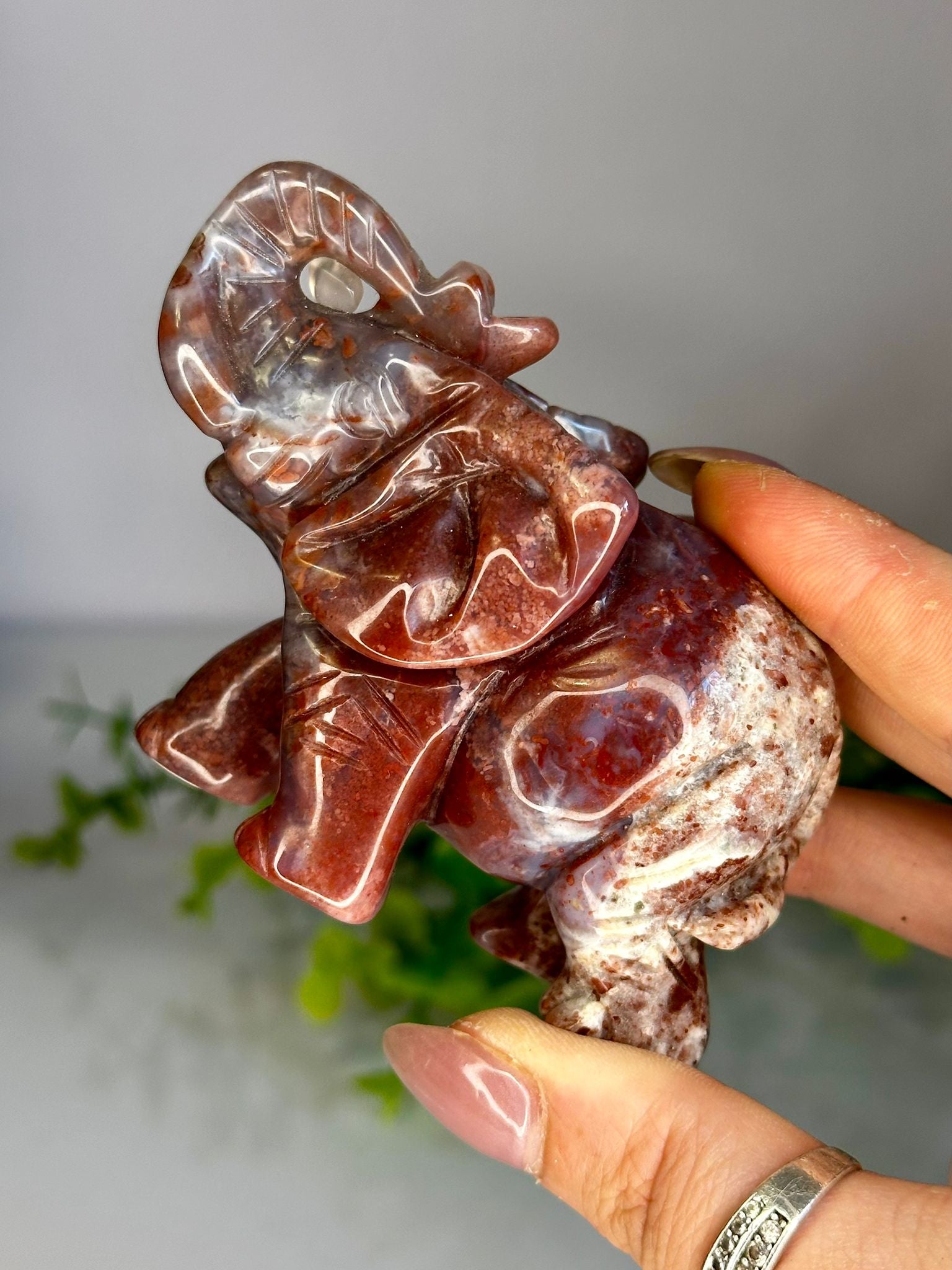 Ocean Jasper Elephant Carving