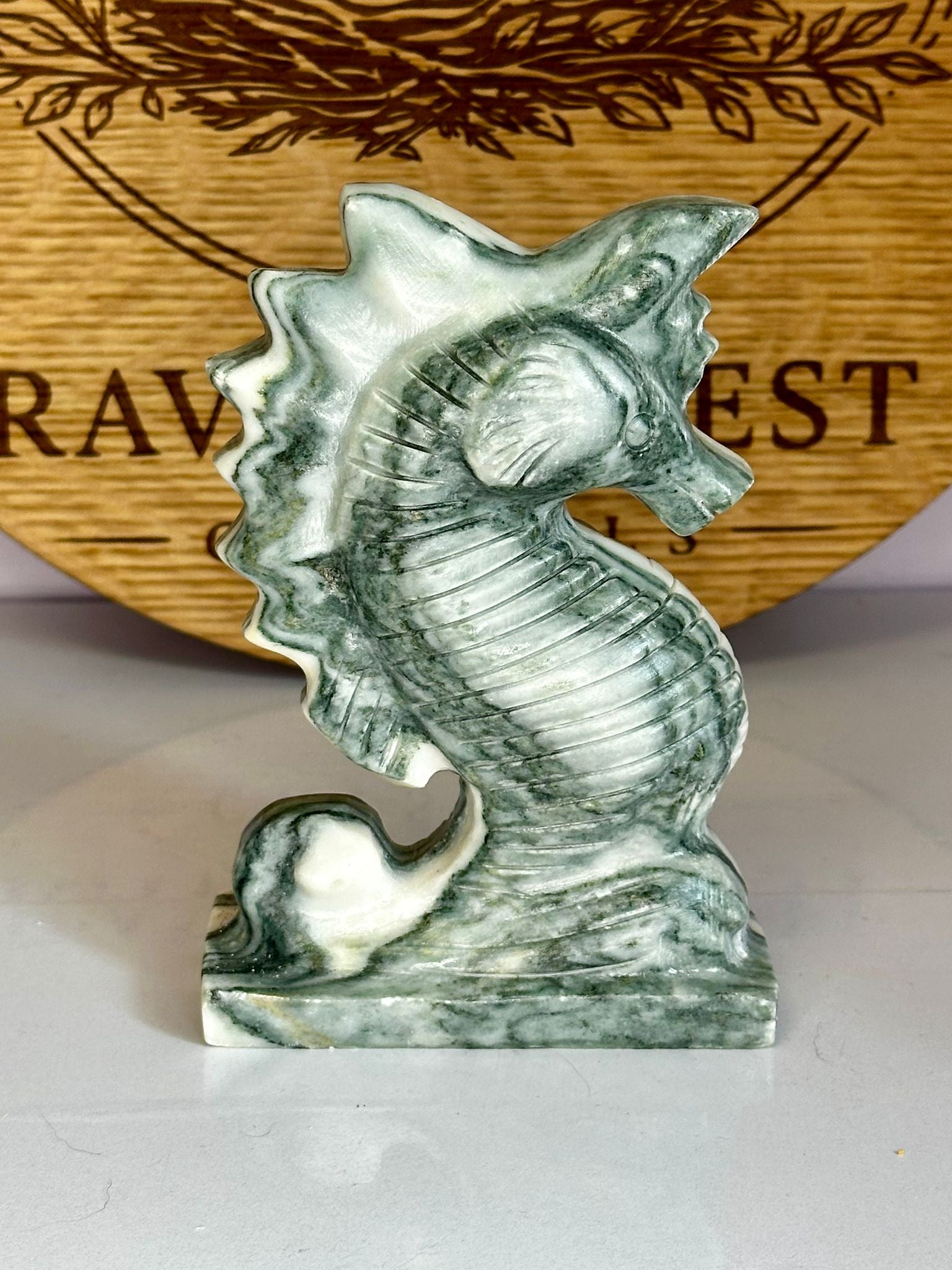 Grey Vein Jasper Seahorse #2