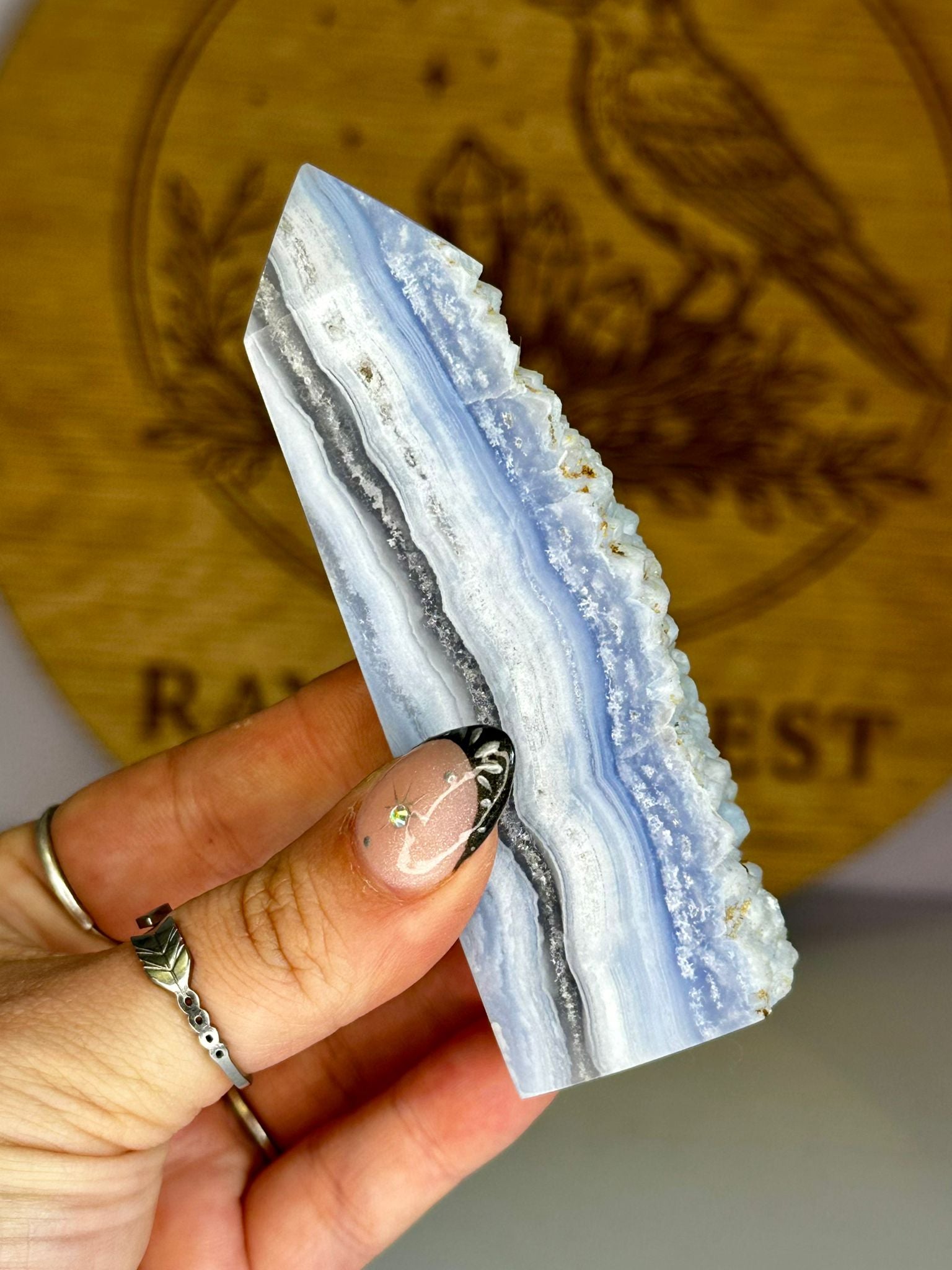 Blue Lace Agate Druzy Tower