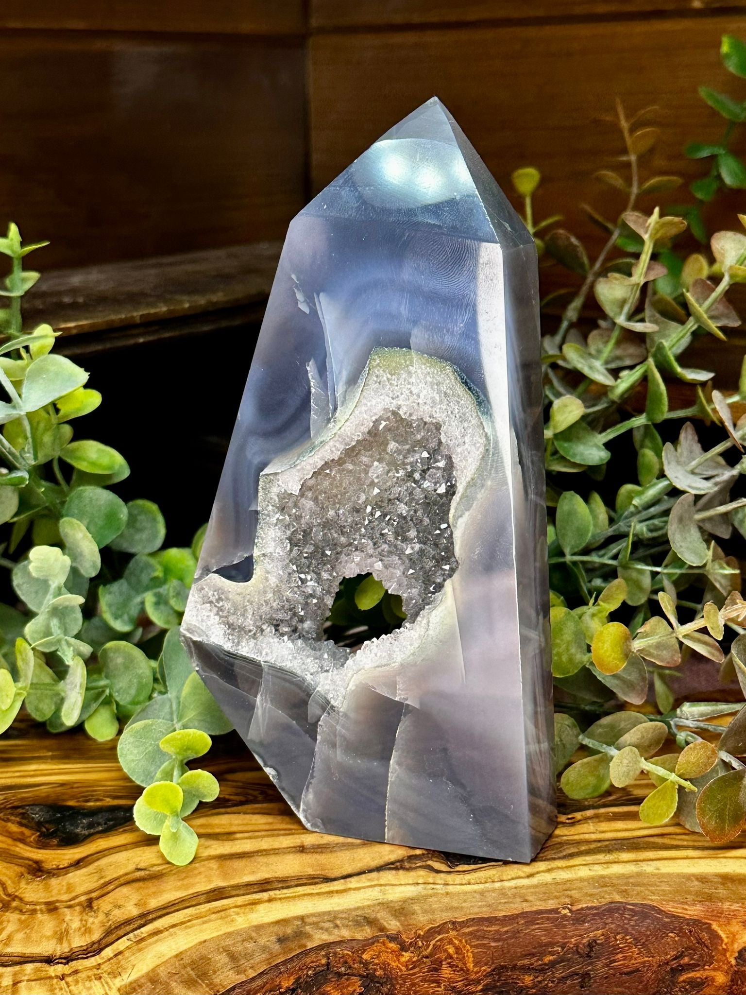 Large Agate Amethyst Druzy Tower