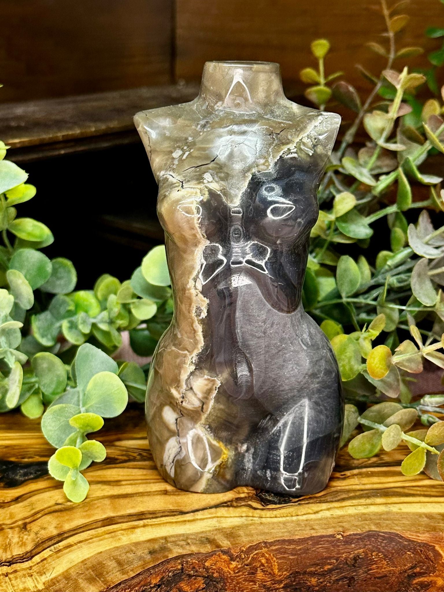 Large Volcano Agate Goddess Carving