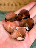 Hand Carved High Quality Faceted Smoky Quartz Heart