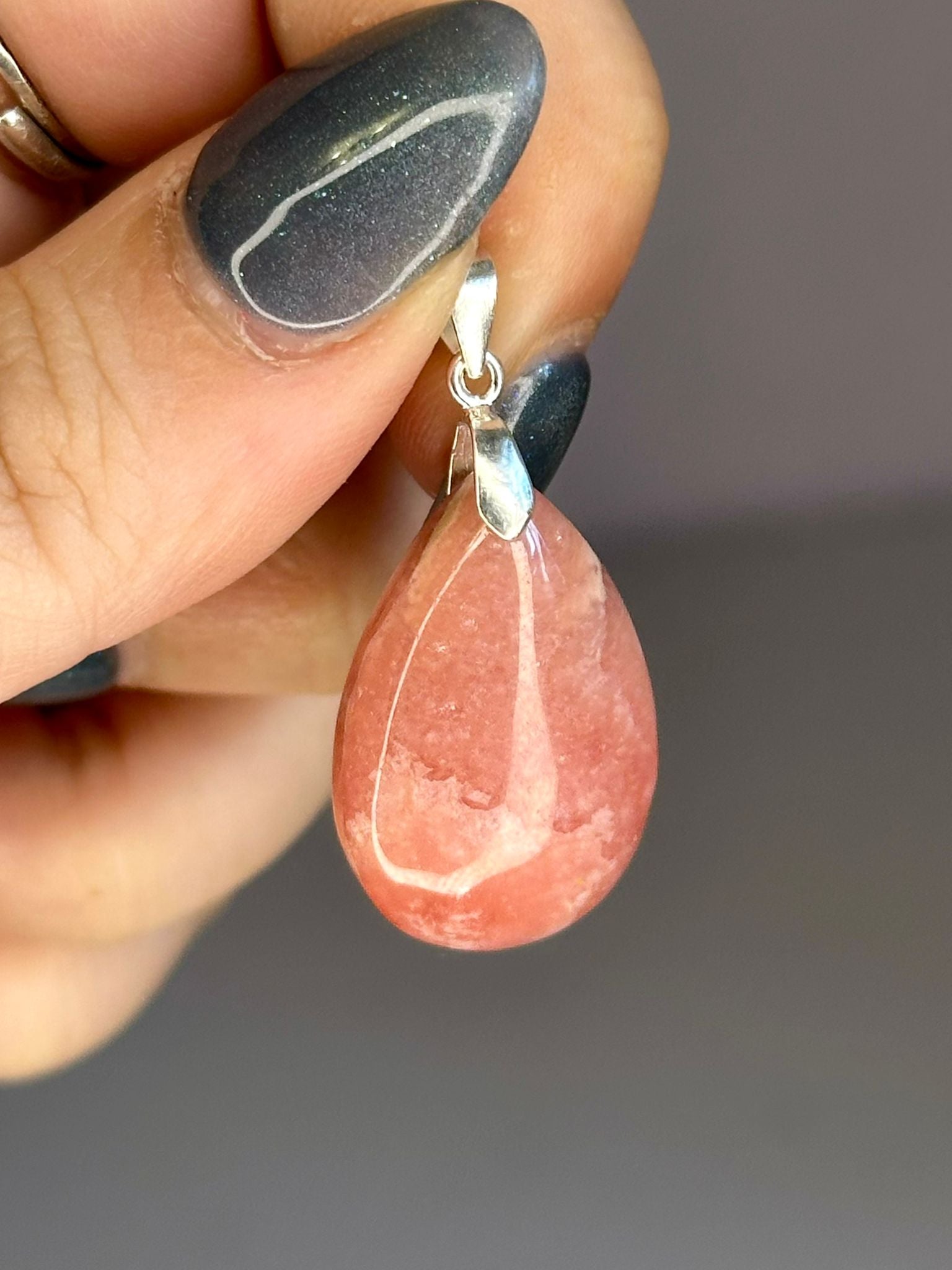 Rhodochrosite Pendant with 925 Sterling Silver Clasp