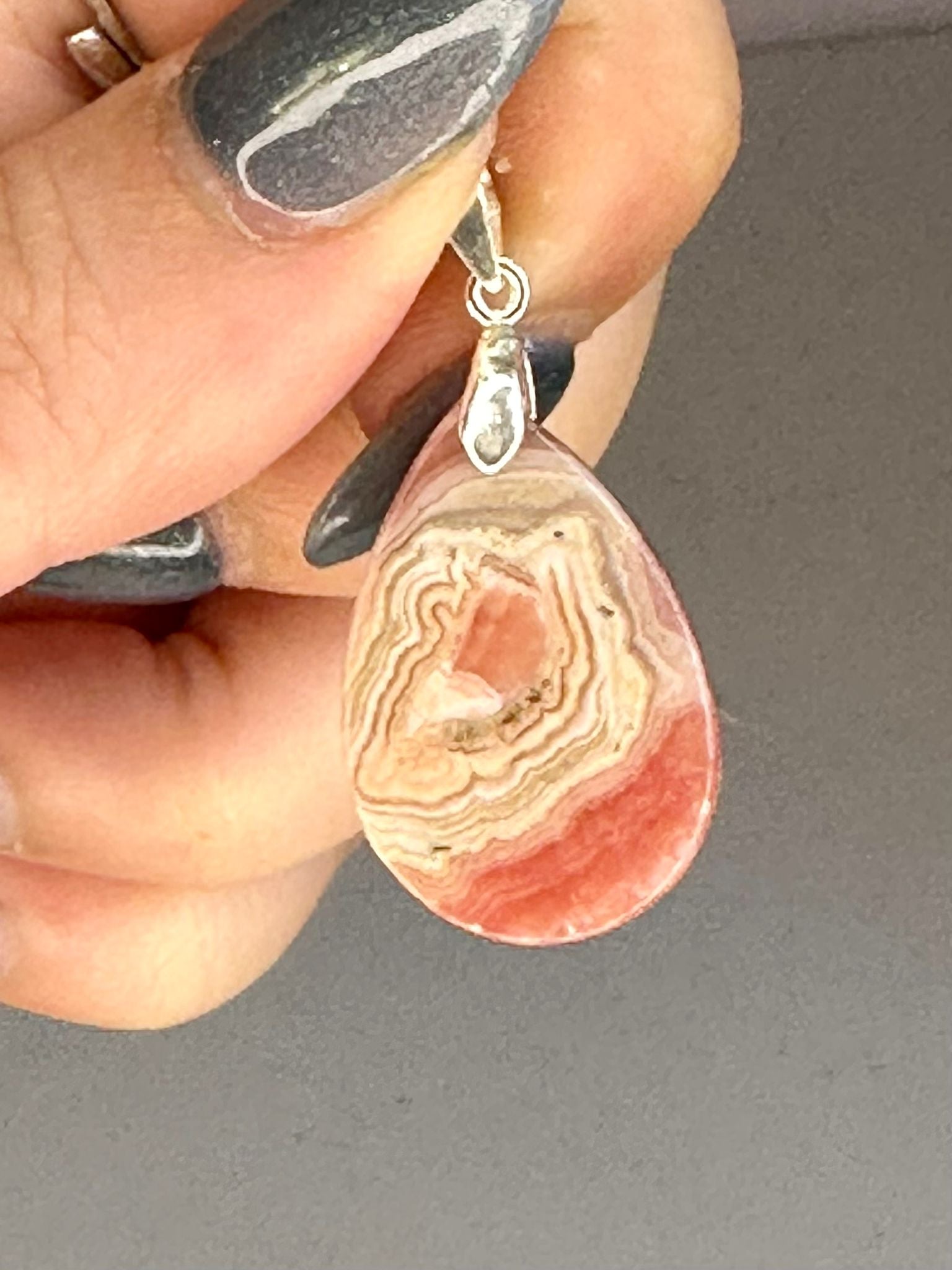 Rhodochrosite Pendant with 925 Sterling Silver Clasp