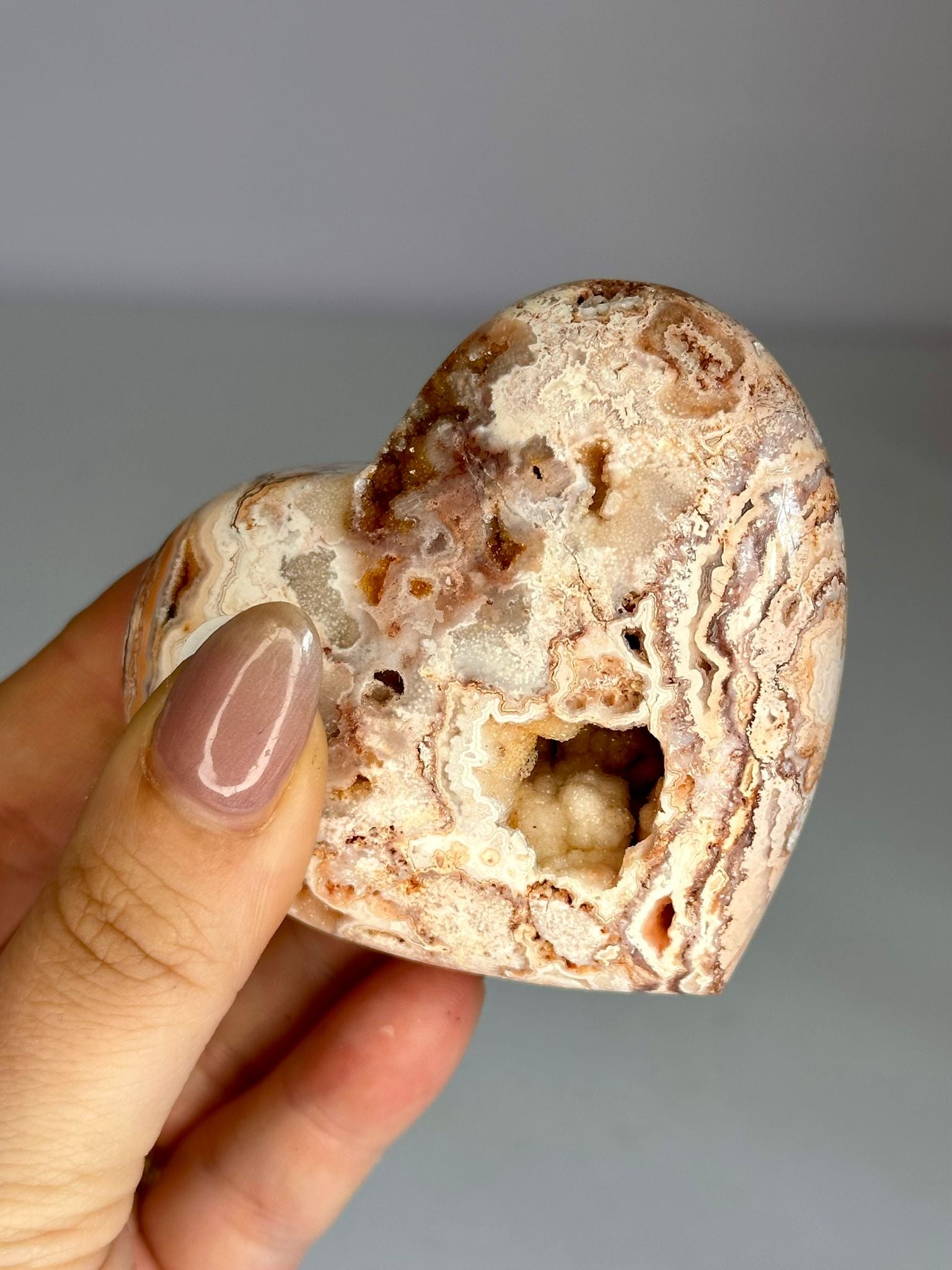 Druzy Mexican Lace Agate Heart #2