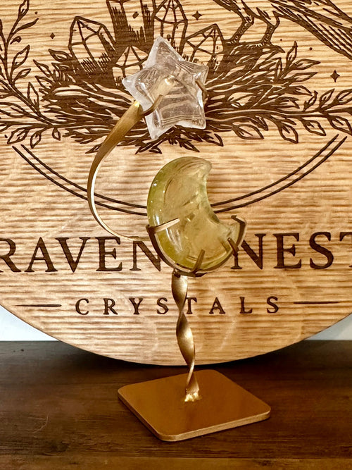 Citrine & Clear Quartz Celestial Moon & Star Display