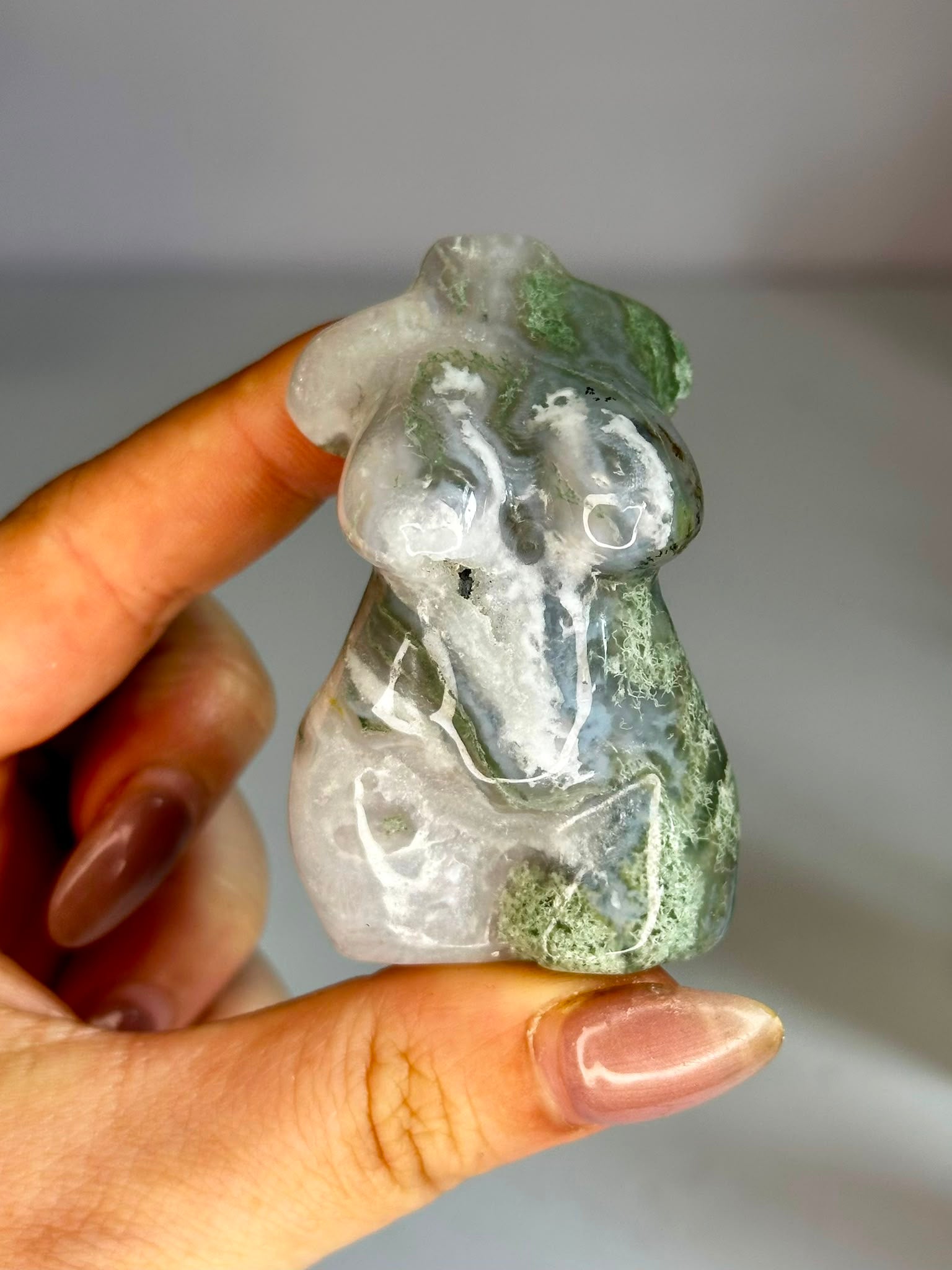Moss Agate Goddess Carving #2