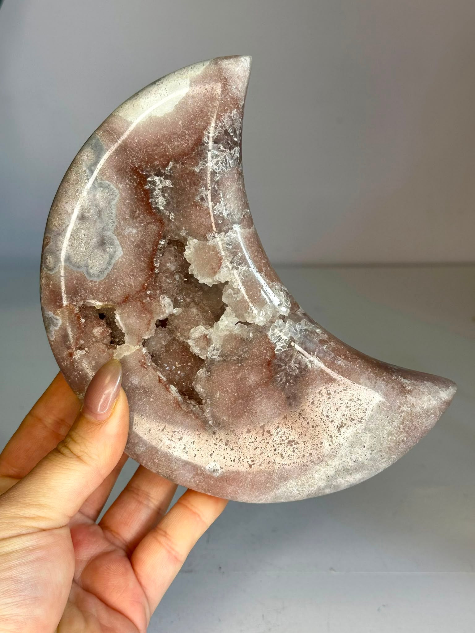 Large Pink Amethyst Druzy Moon