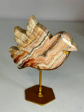 Pink Crazy Lace Agate Dove on Custom Stand