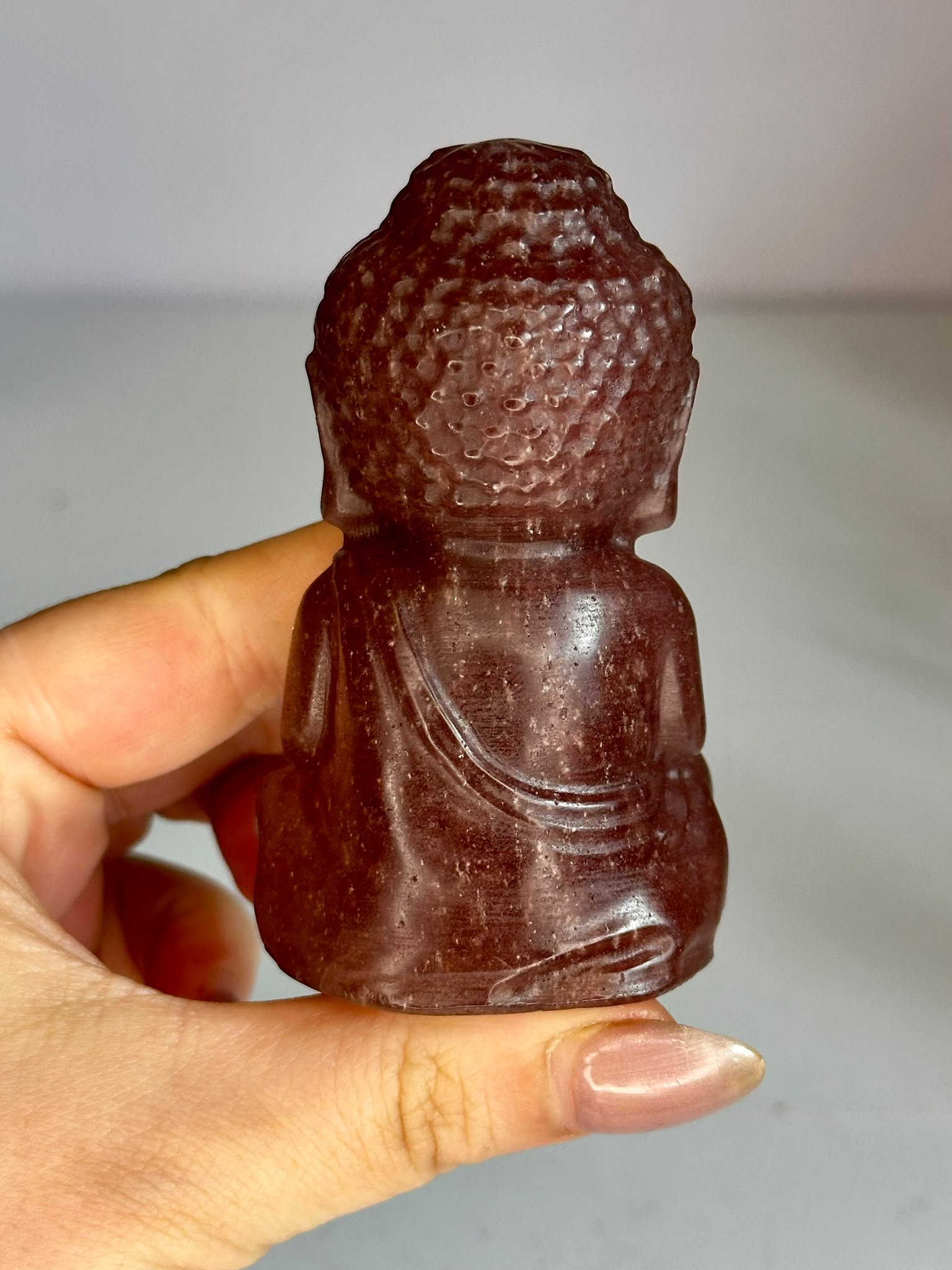 Strawberry Quartz Buddha Carving