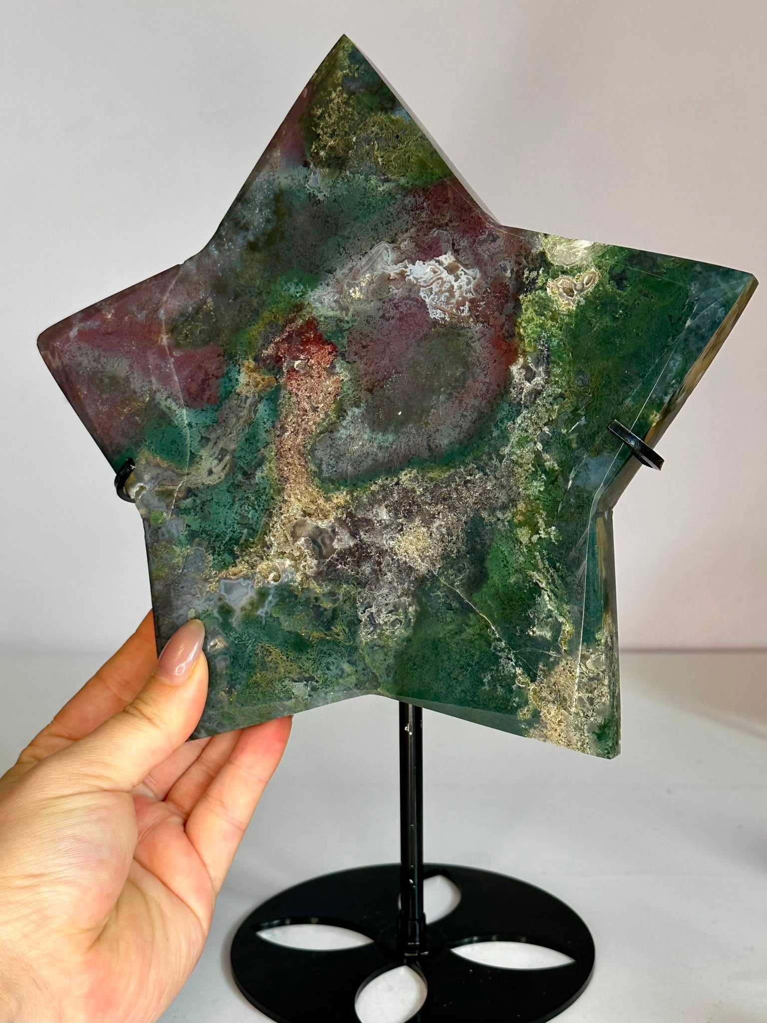 XL Ocean Jasper & Moss Agate Star Display