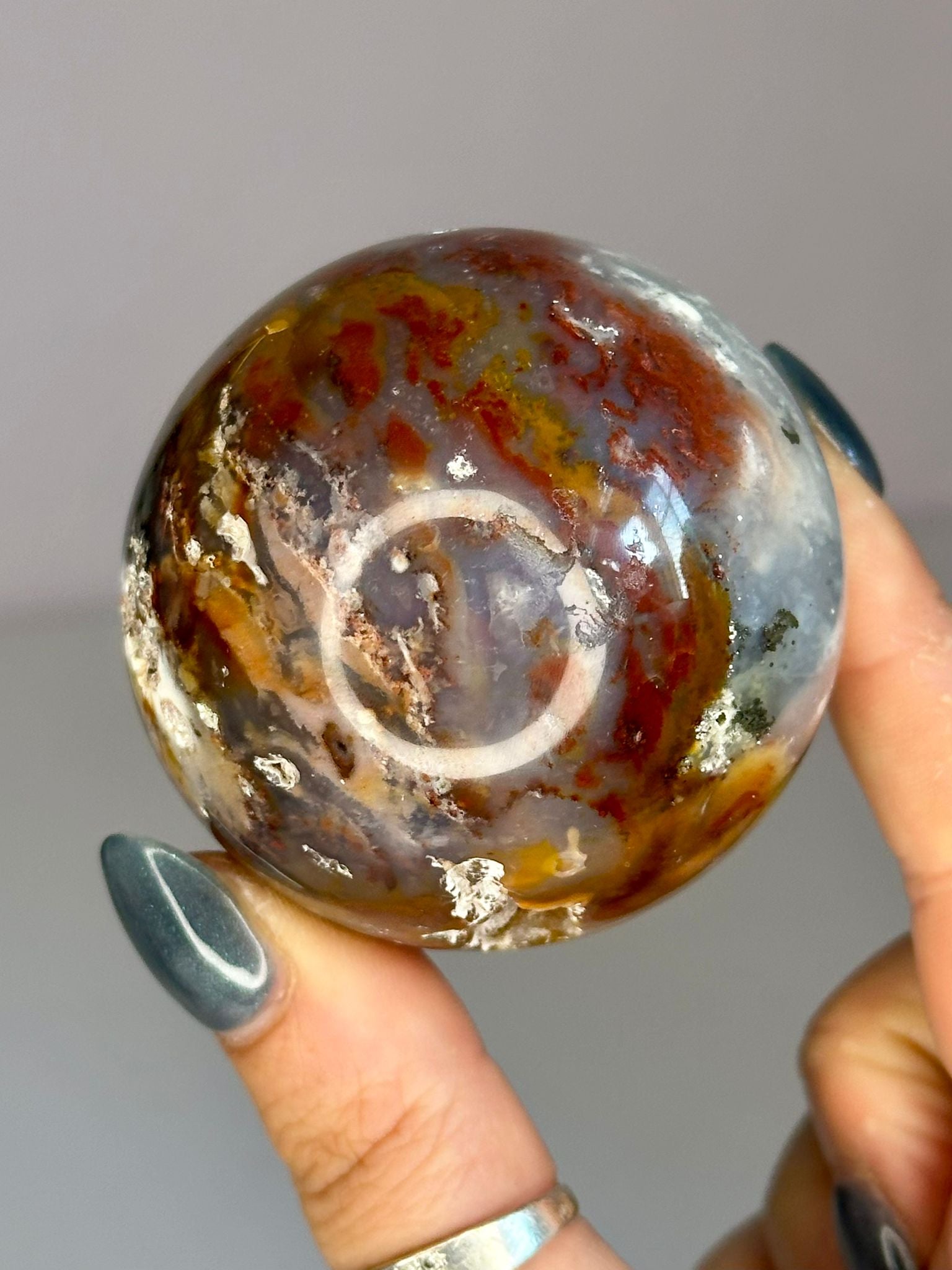 Scenic Plume Moss Agate Sphere