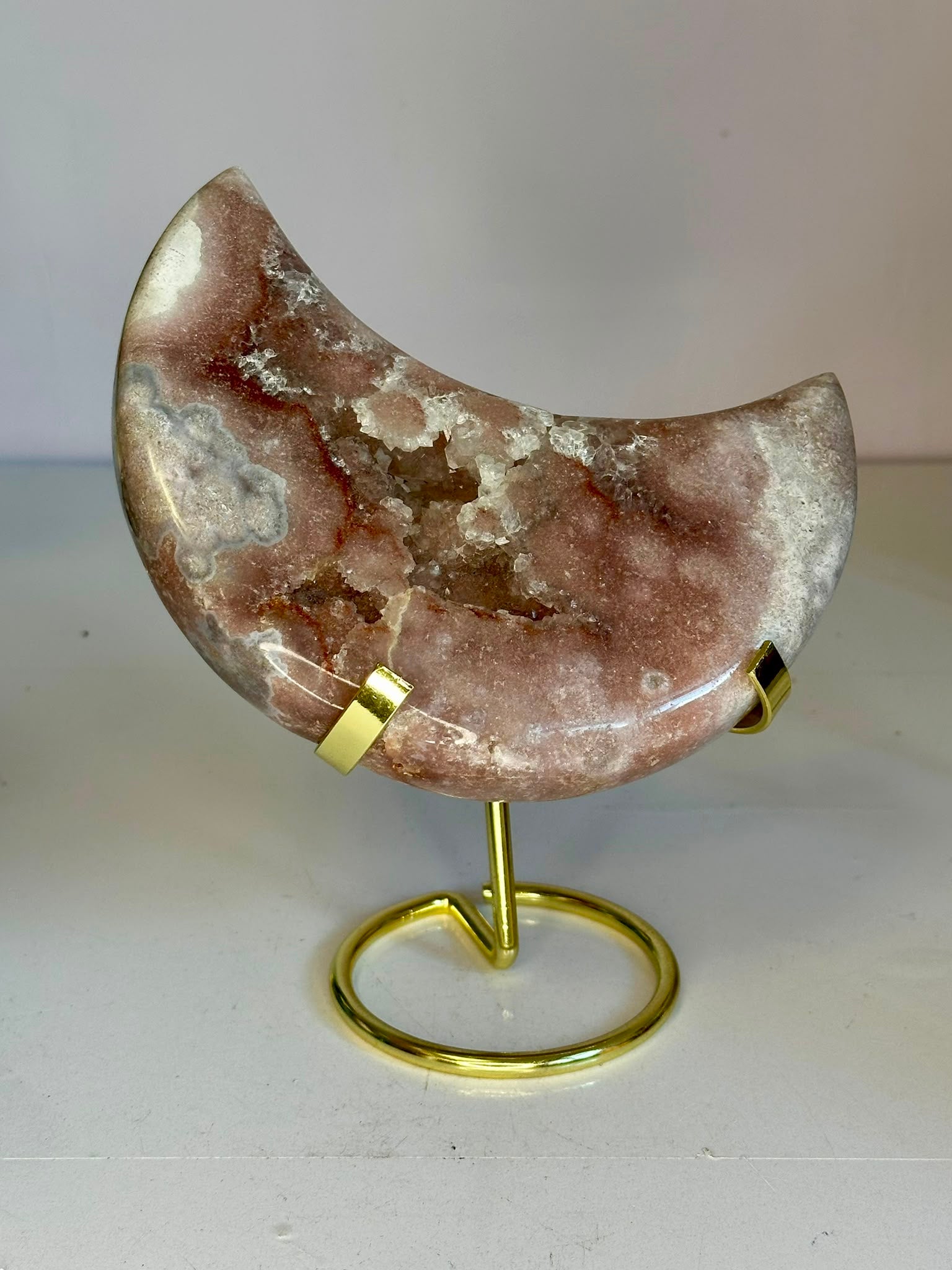 Large Pink Amethyst Druzy Moon