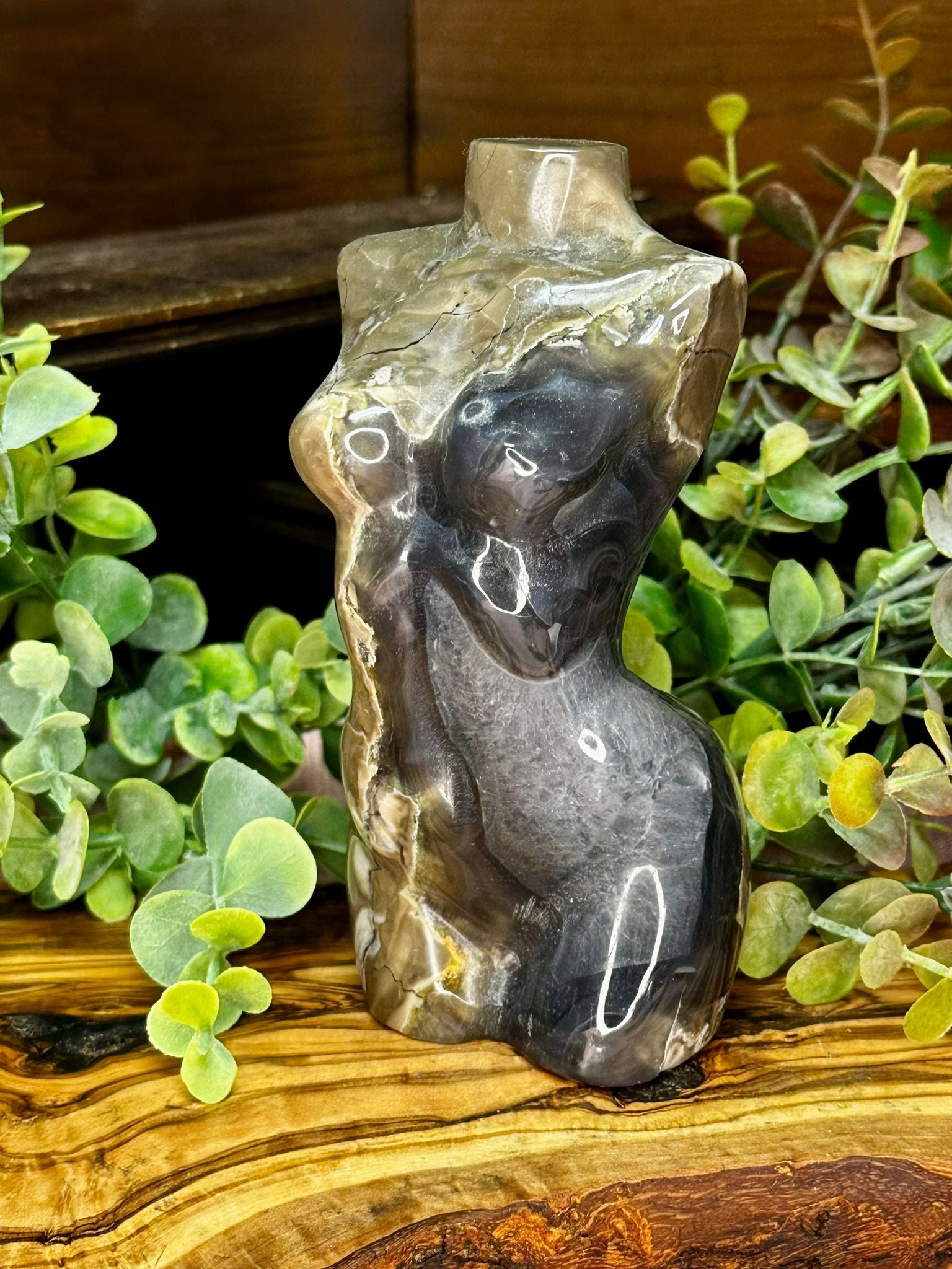 Large Volcano Agate Goddess Carving