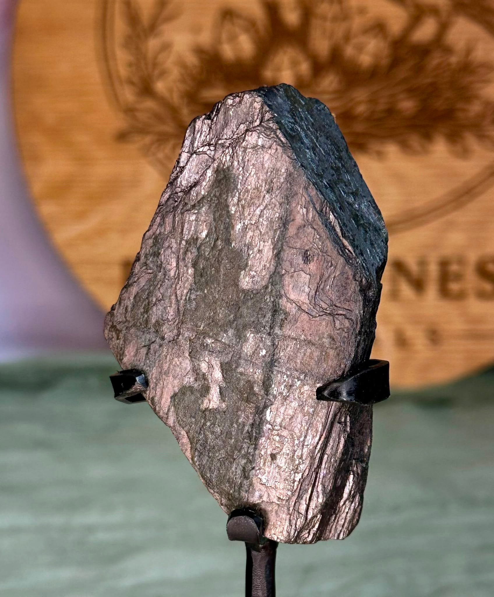 Raw Hypersthene Specimen on Custom Display Stand #2