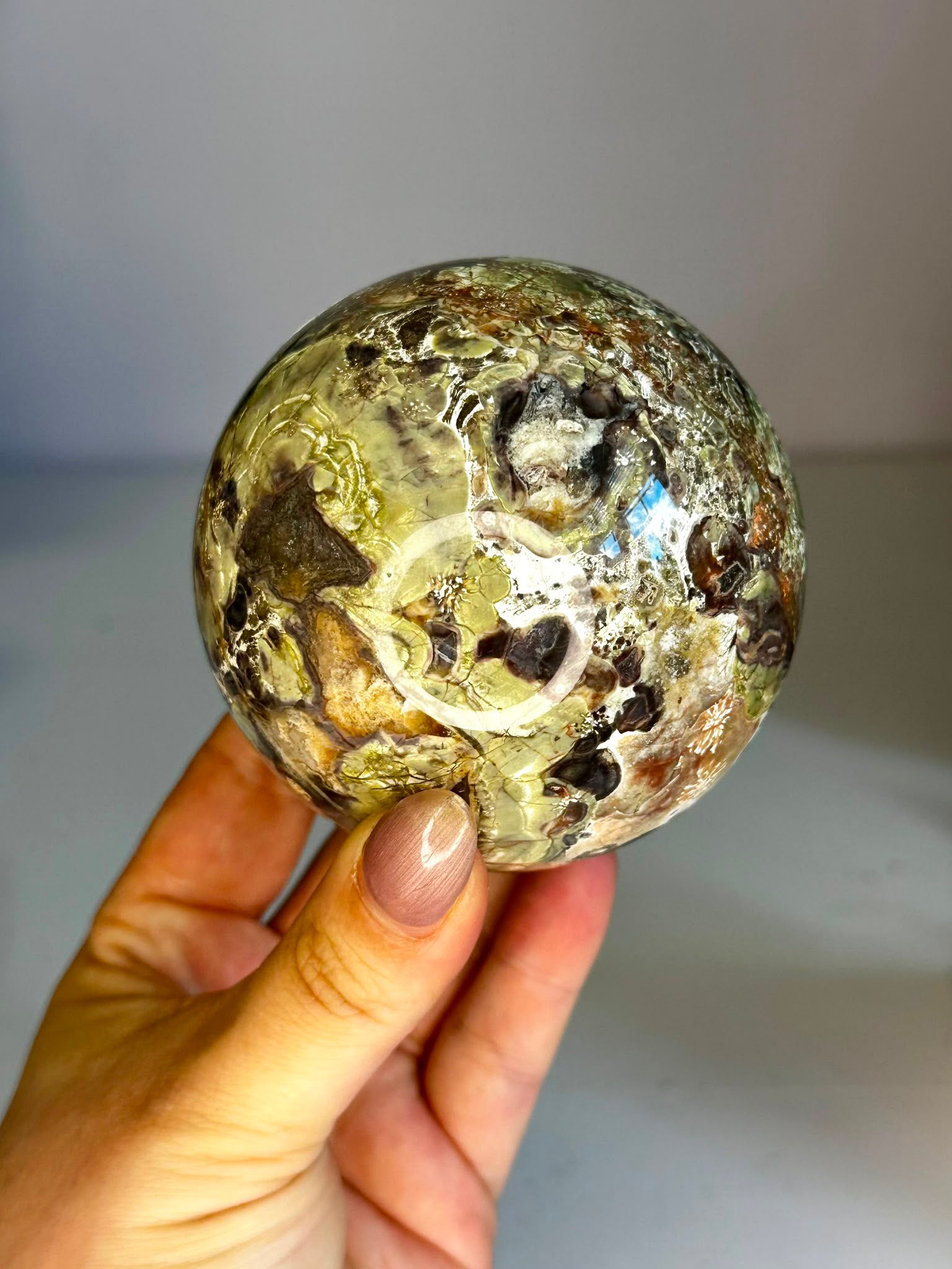 Large Green Money Agate Sphere