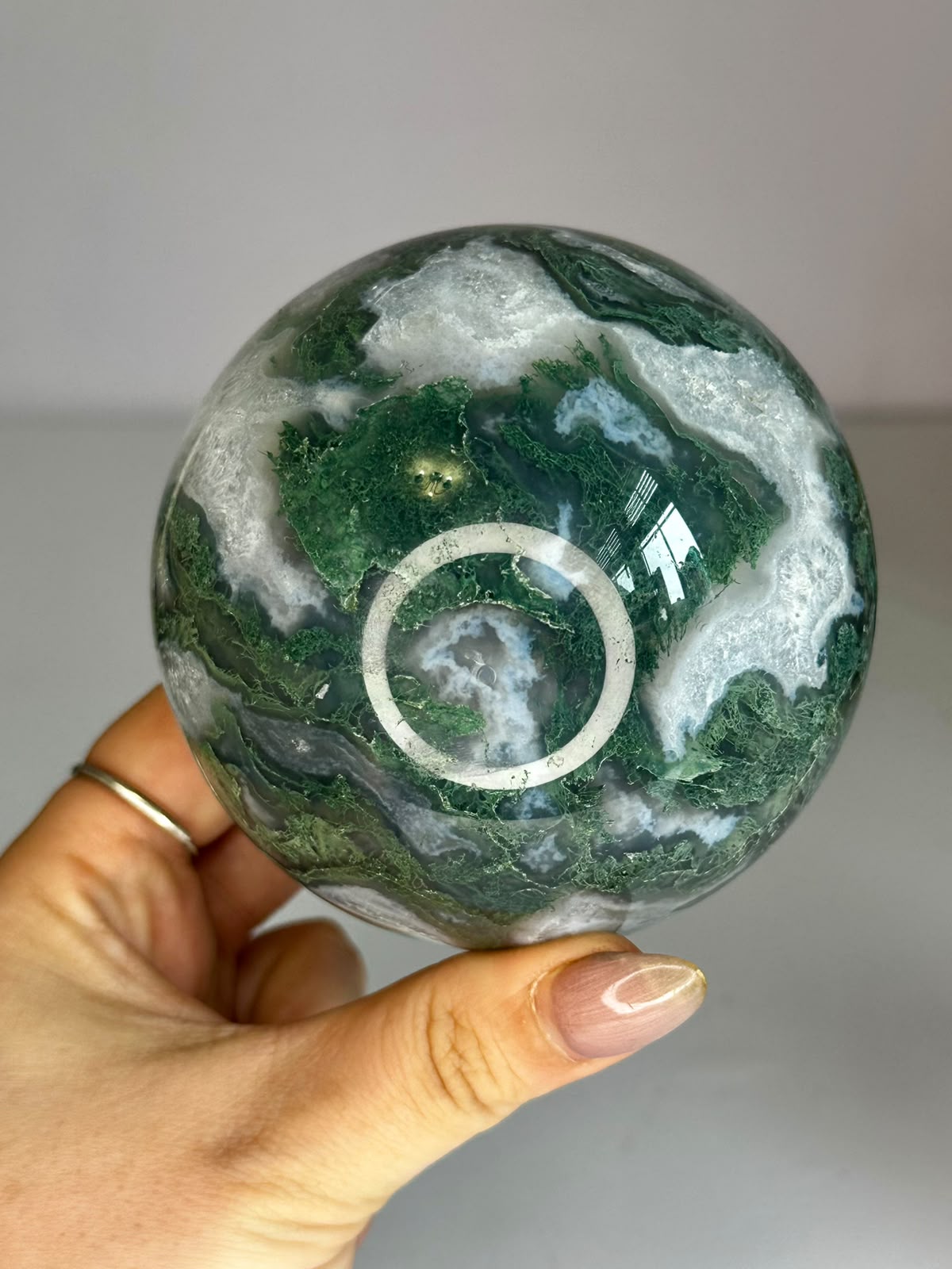 Large Moss Agate Druzy Sphere