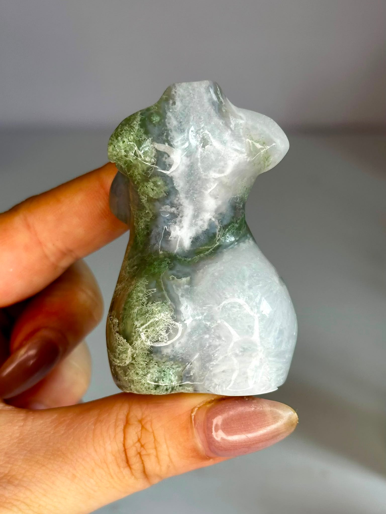 Moss Agate Goddess Carving #2