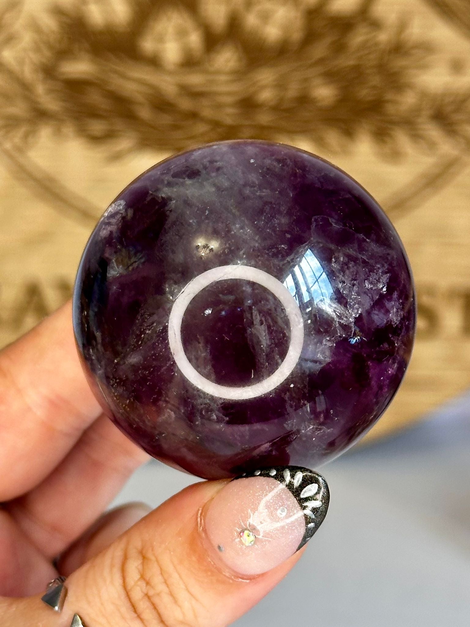 Purple Rainbow Fluorite Sphere