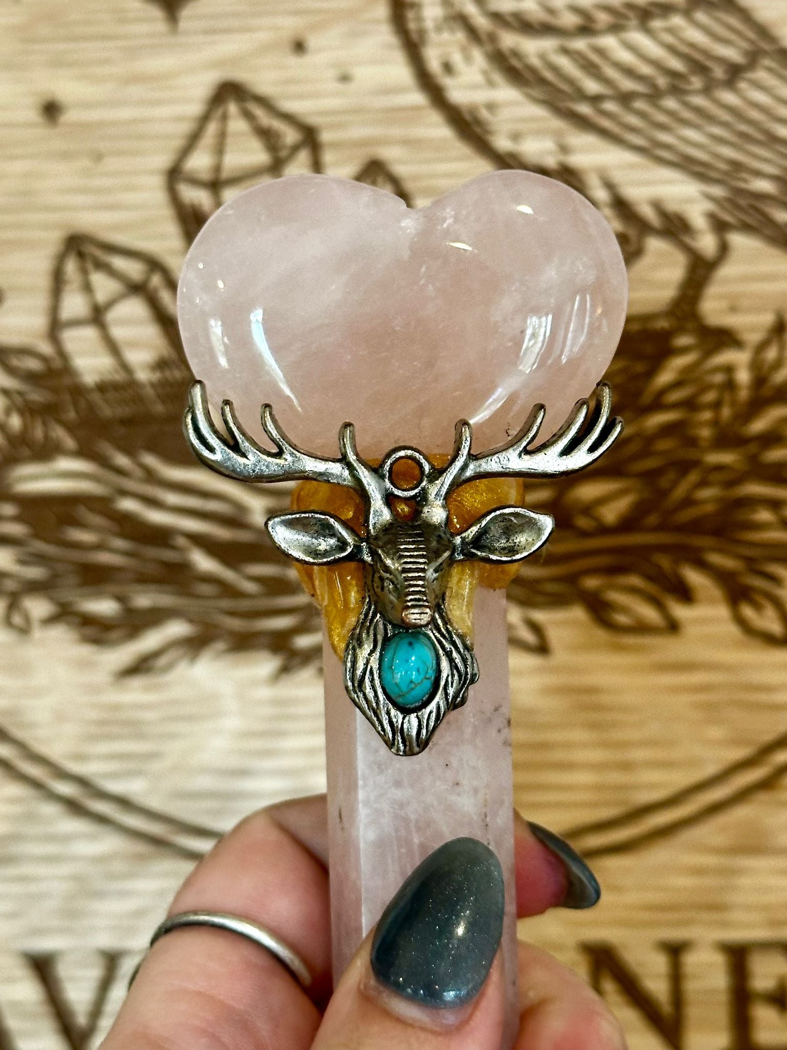 Handcrafted Rose Quartz Heart Wand