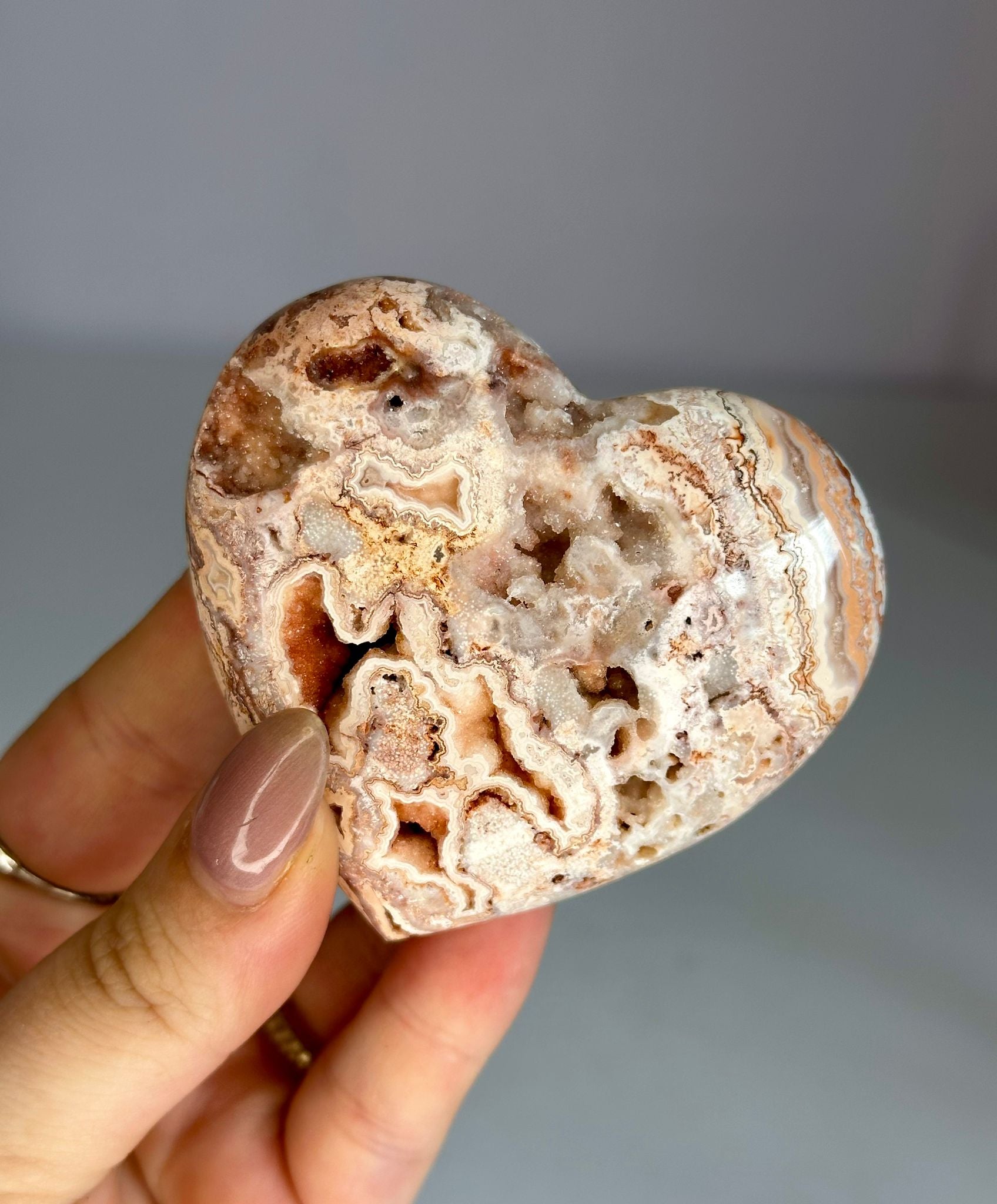 Druzy Mexican Lace Agate Heart #2