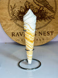 Large Banded Honey Calcite Ice Cream Cone with Display Stand