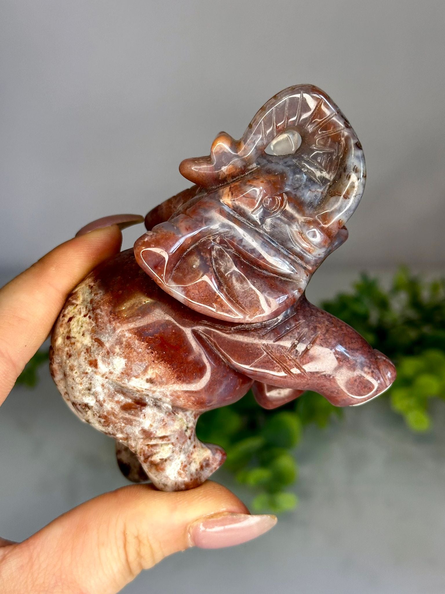 Ocean Jasper Elephant Carving