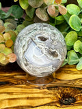 Druzy Grey Moss Agate Sphere