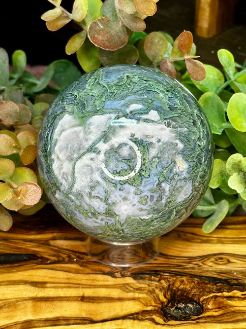 Blue Green Moss Agate Sphere