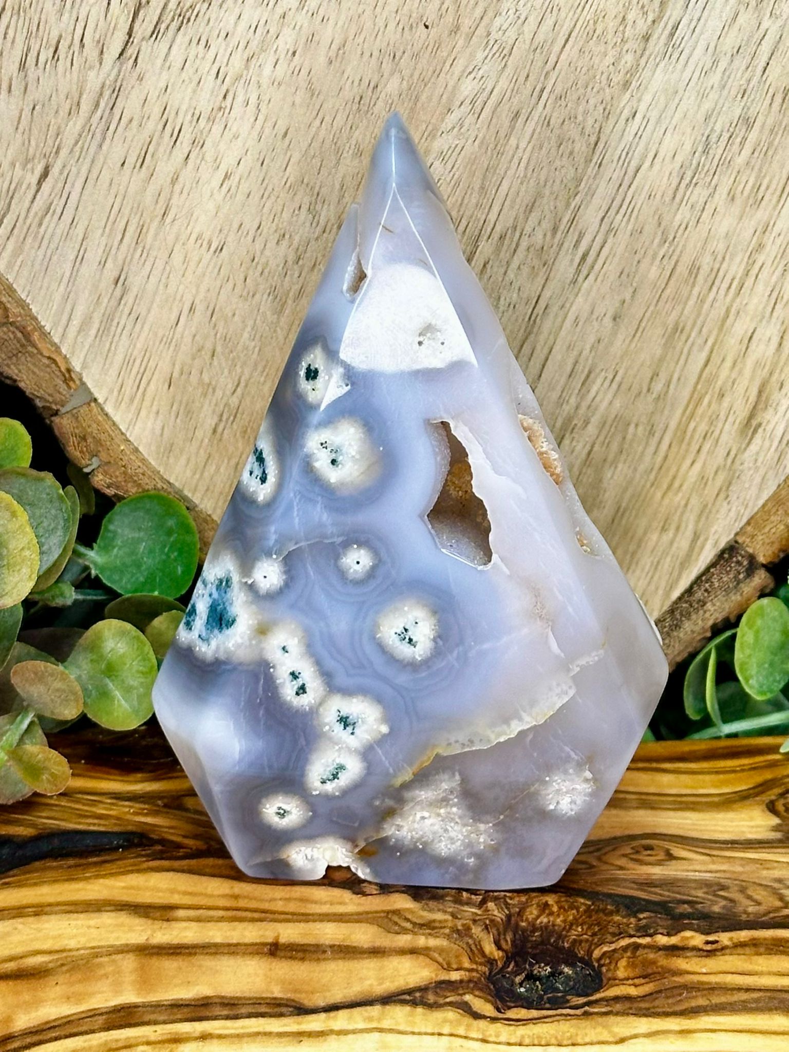 Blue Druzy Moss Agate Teardrop