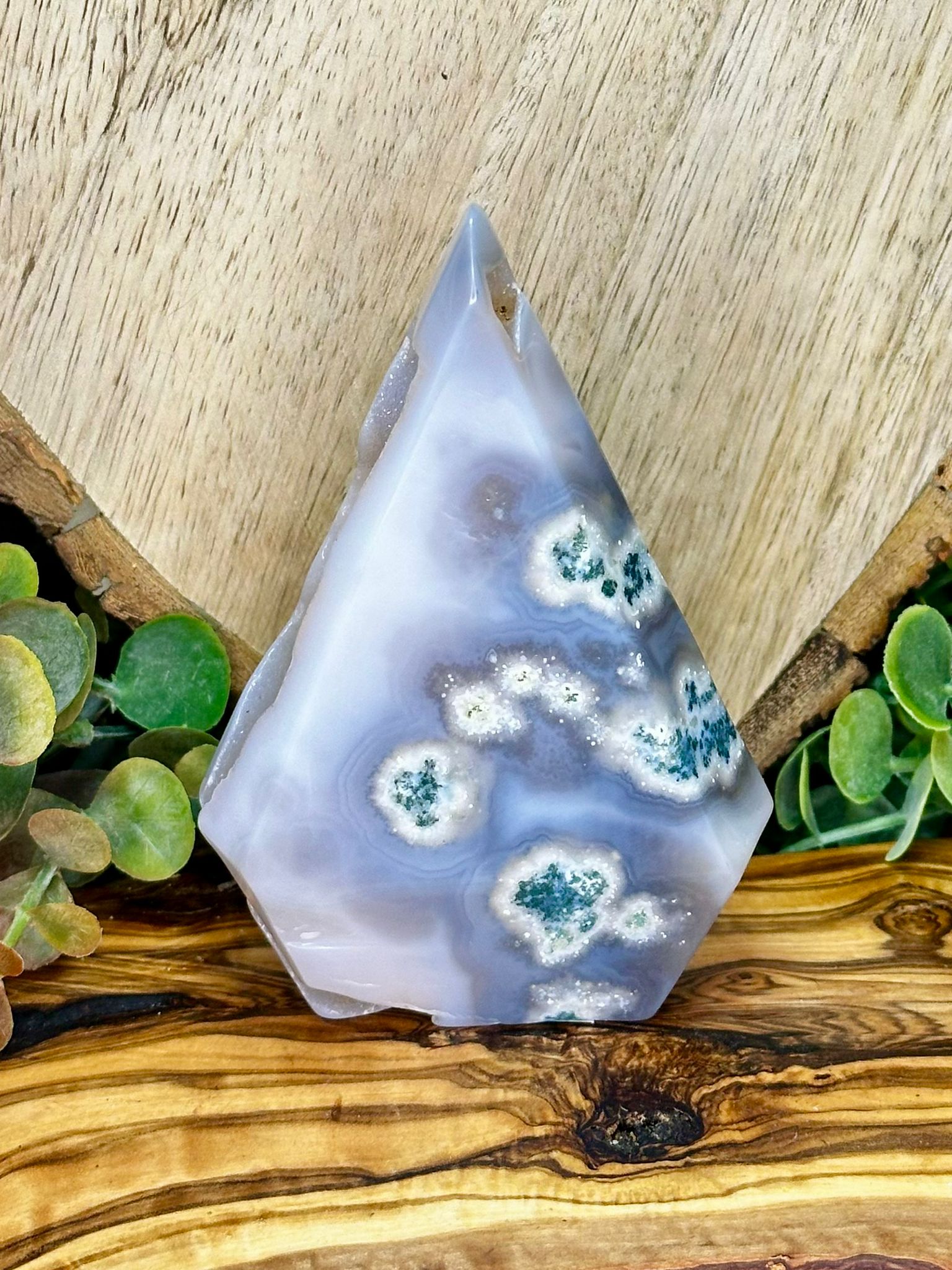 Blue Druzy Moss Agate Teardrop