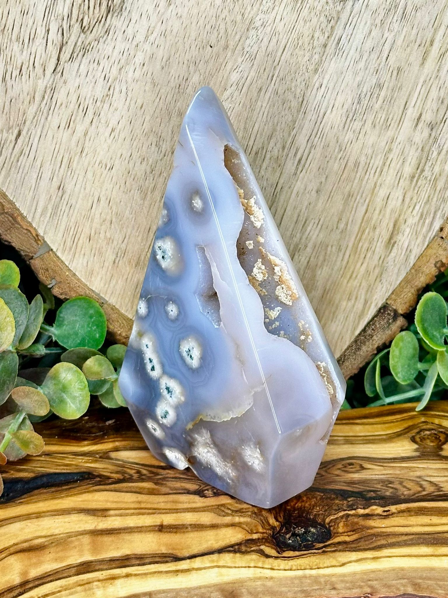 Blue Druzy Moss Agate Teardrop