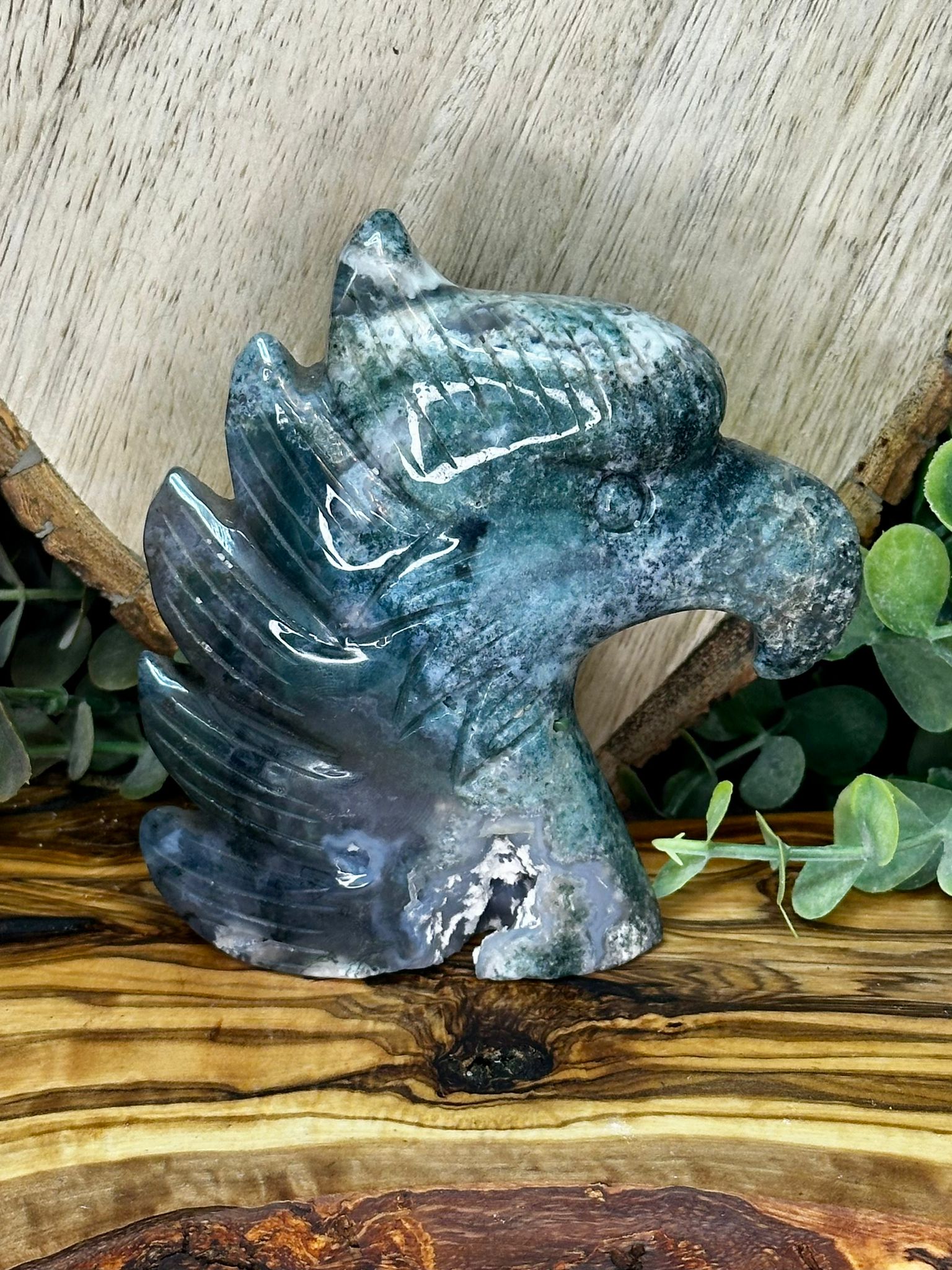 Large Moss Agate Eagle