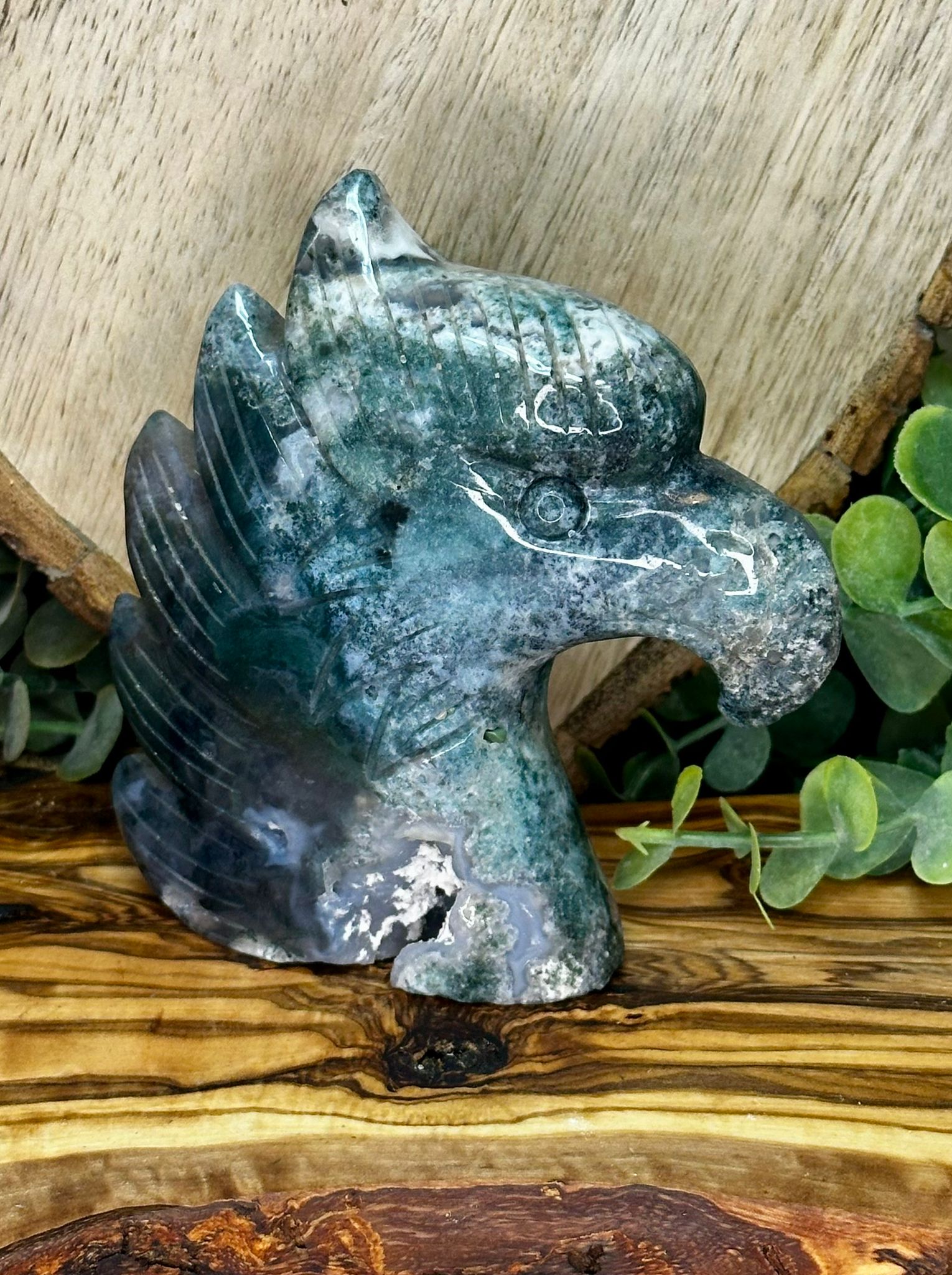 Large Moss Agate Eagle
