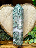Large Moss Agate Tower 18cm
