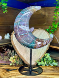 XL Ocean Jasper Crescent Moon on Stand