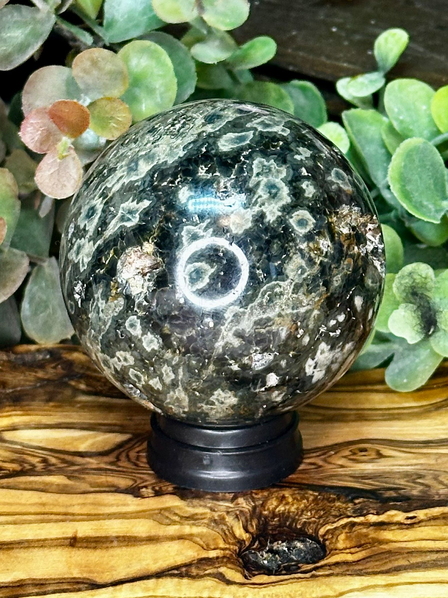 Dark Ocean Jasper Druzy Sphere