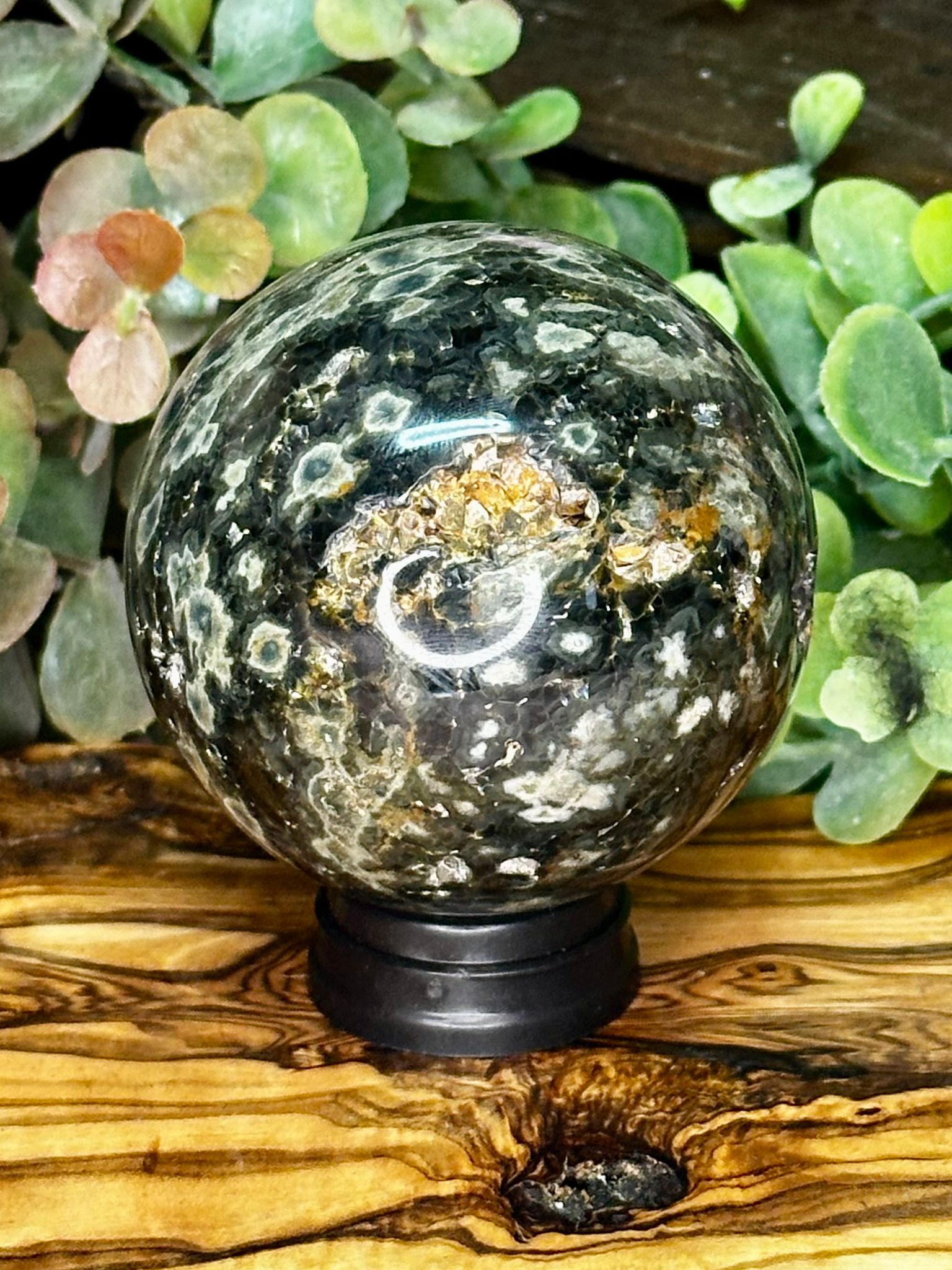 Dark Ocean Jasper Druzy Sphere