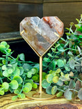 Fire Quartz & Golden Healer Heart on Stand