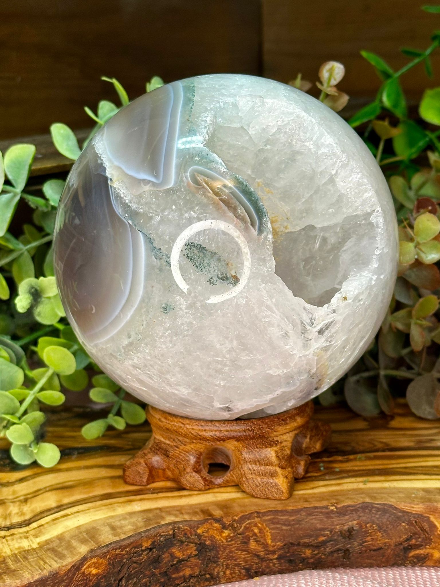 XL Druzy Agate & Quartz Sphere