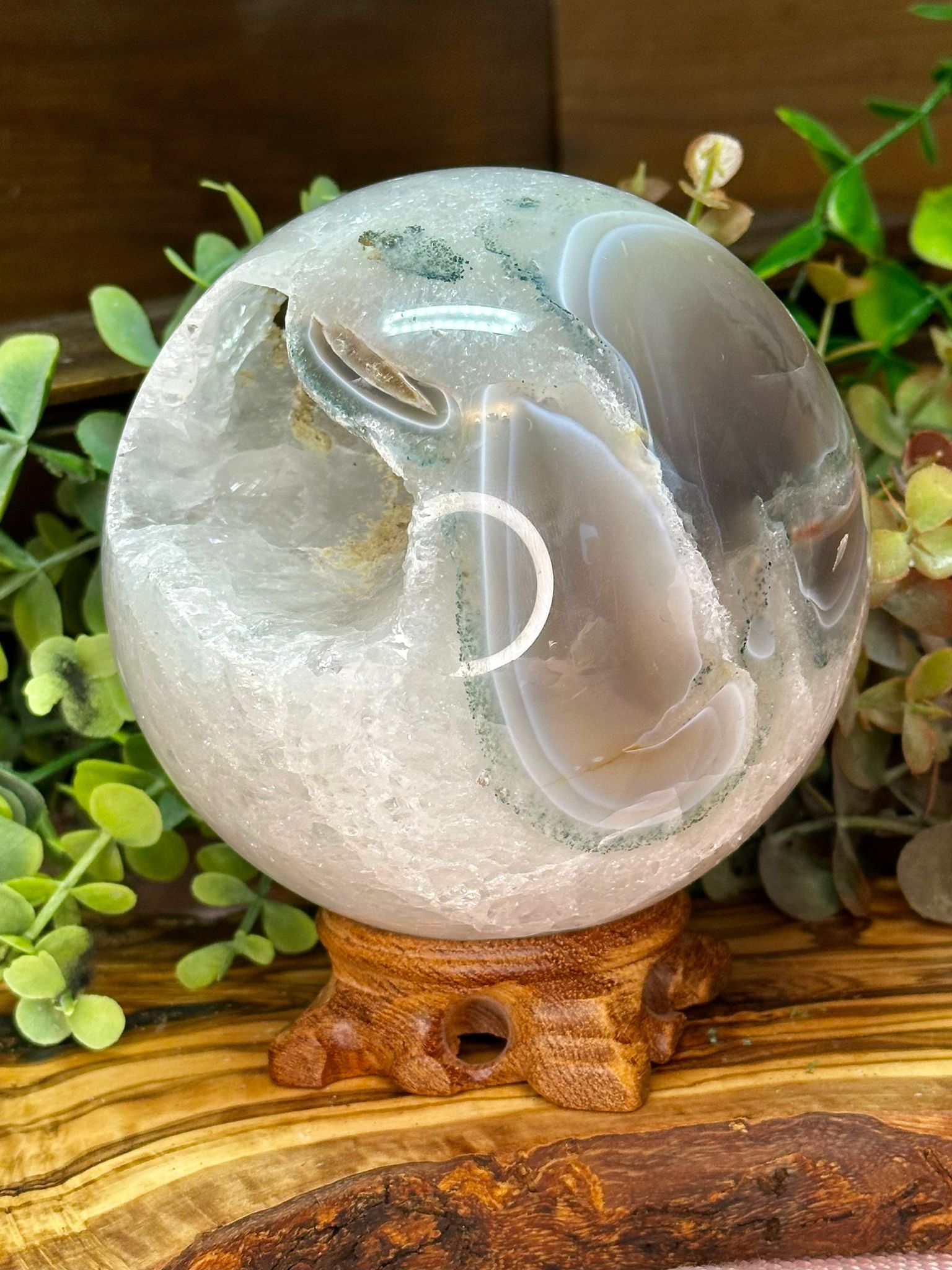 XL Druzy Agate & Quartz Sphere