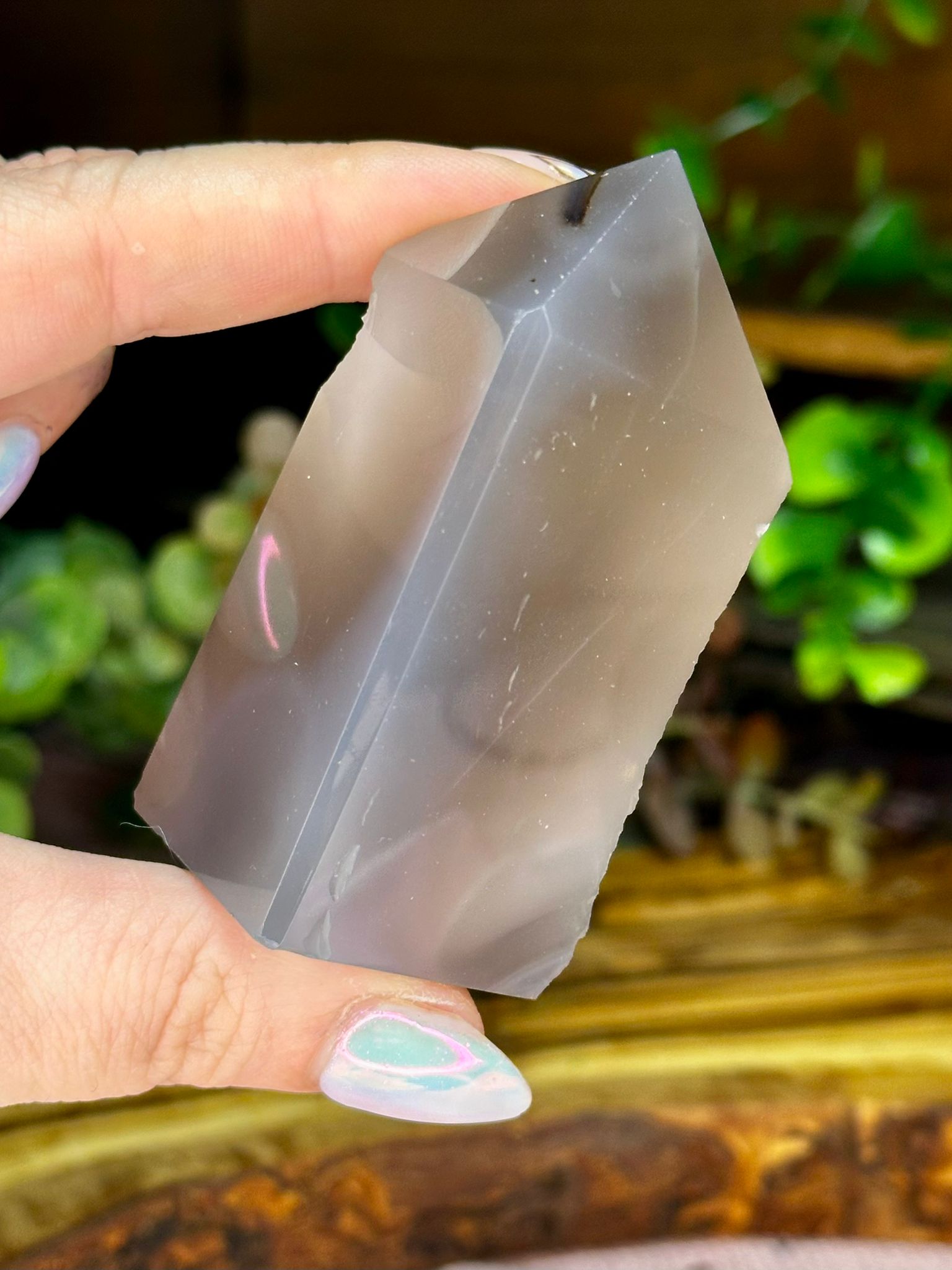 Grey Druzy Agate Point