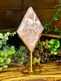 Pink Agate Diamond on Stand