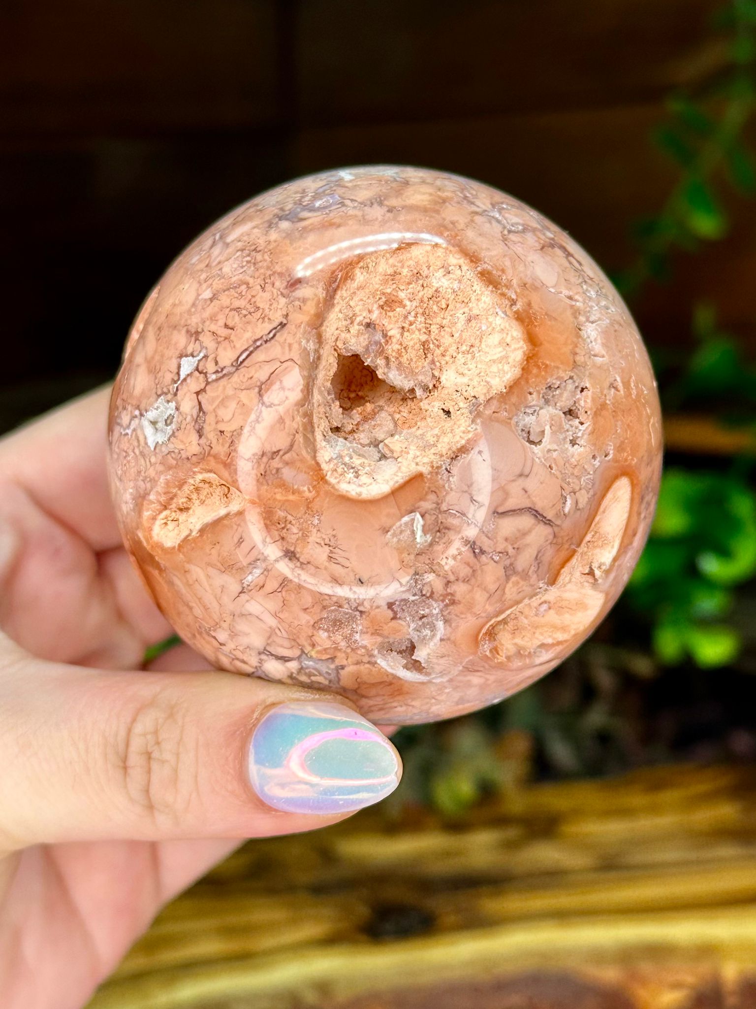 Pink Agate Druzy Sphere